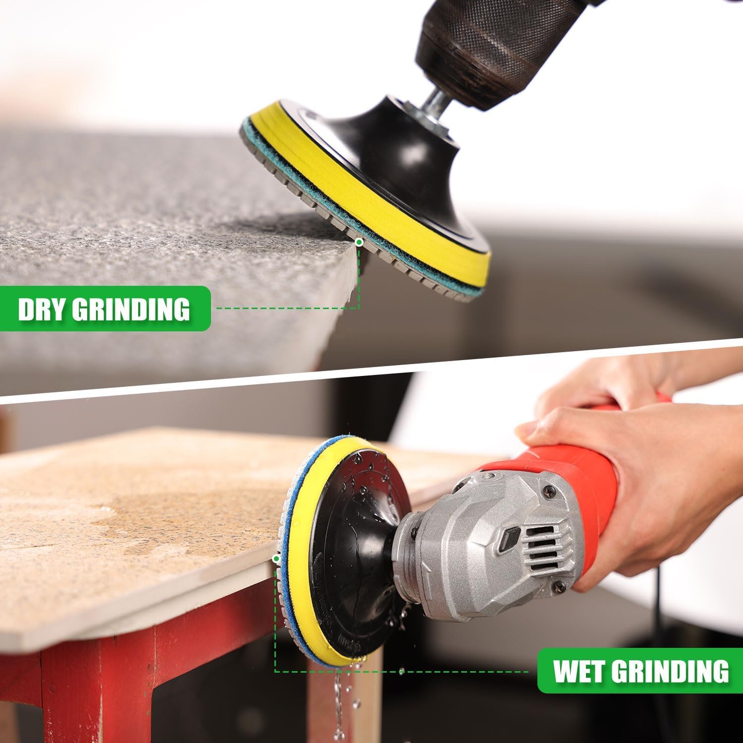Thumbnail 2 de 4 Inch Diamond Polishing Pads Kit with 5/8''-11 Backer Pad — 12 Pieces for Wet/Dry Stone Polishing (Concrete, Granite, Marble, Quartz)