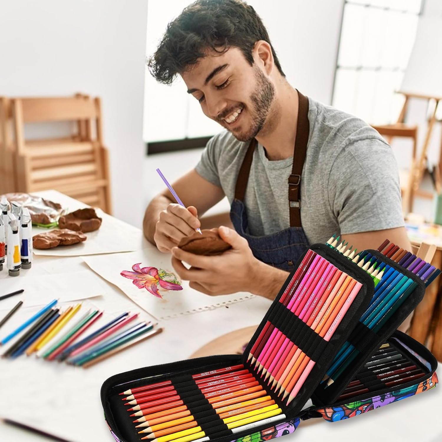 Thumbnail 5 de H & B Colouring Pencils 72-Piece Oil-Based Coloured Pencil Set with Colouring Book