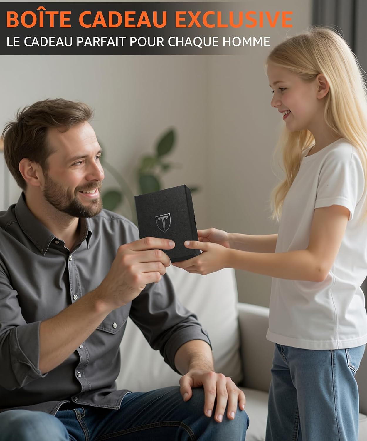 Thumbnail 6 de Portefeuille Homme en Fibre de Carbone TEEHON – RFID Bloqué, Blocage Magnétique, Porte-Cartes et Billets Noir/Orange