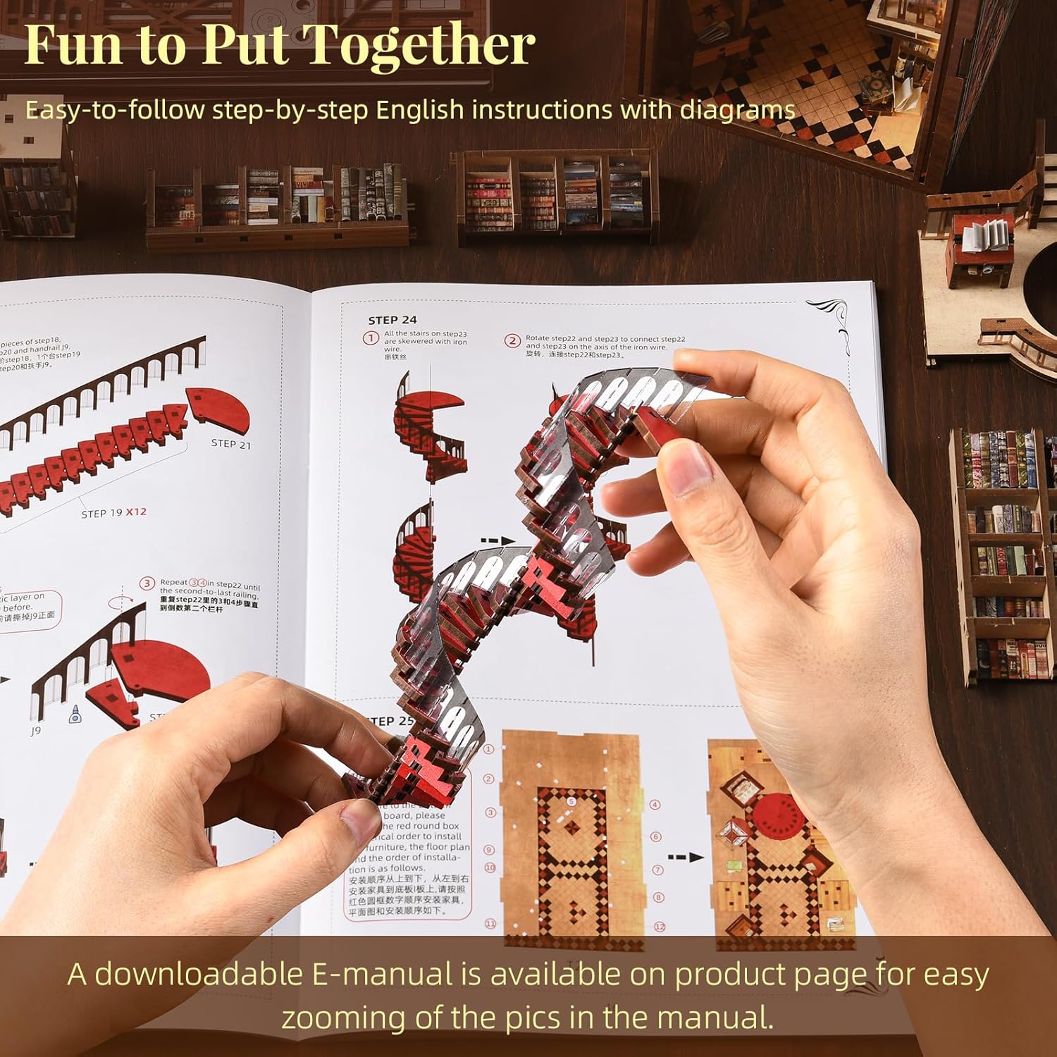 Thumbnail 6 de MiniCity Abbey Library Book Nook Kit 6–10 hrs