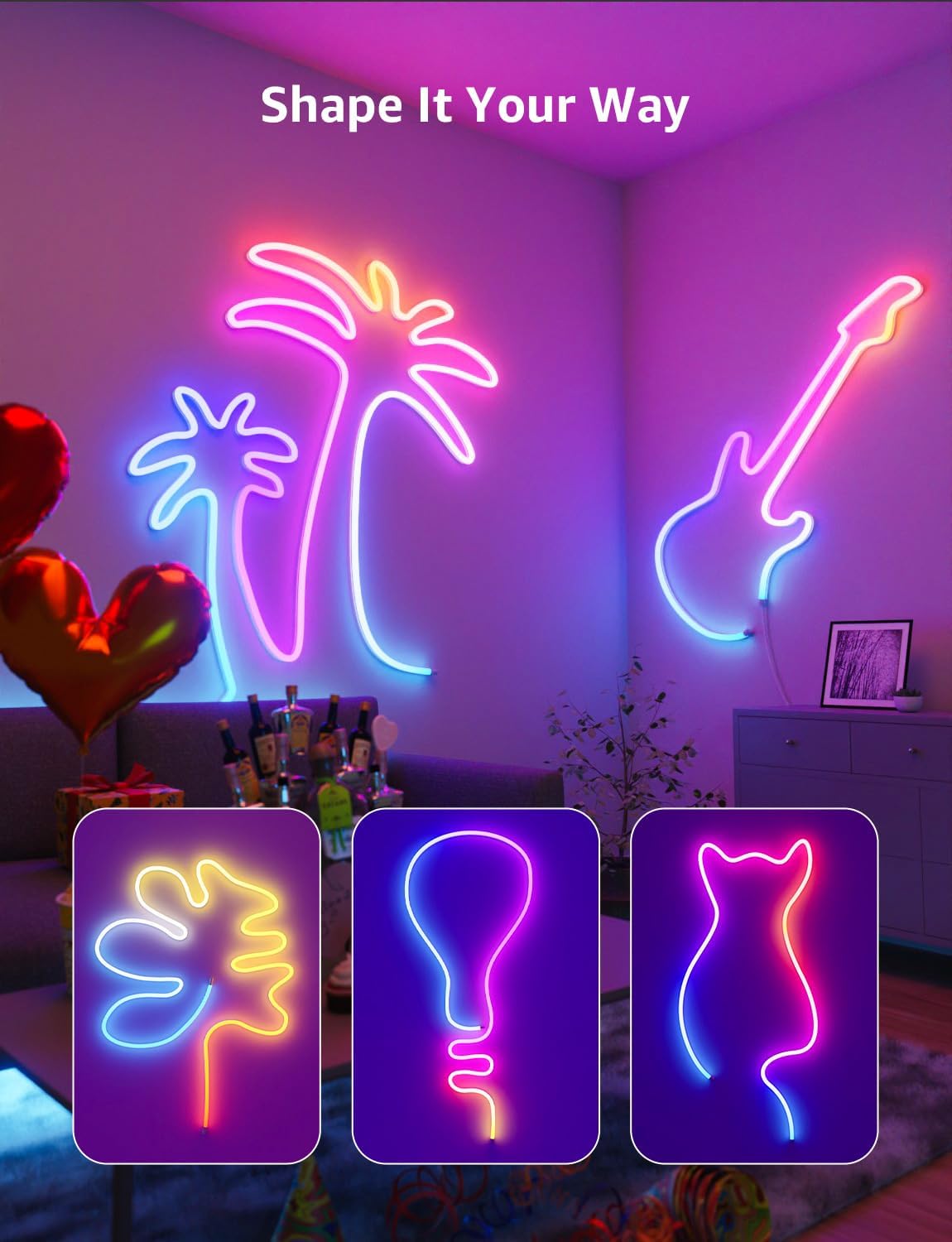Thumbnail 4 de Lepro N1 AI Smart Neon Rope Light 3M RGB+IC – Voice, App and Music Sync Lighting for Any Space