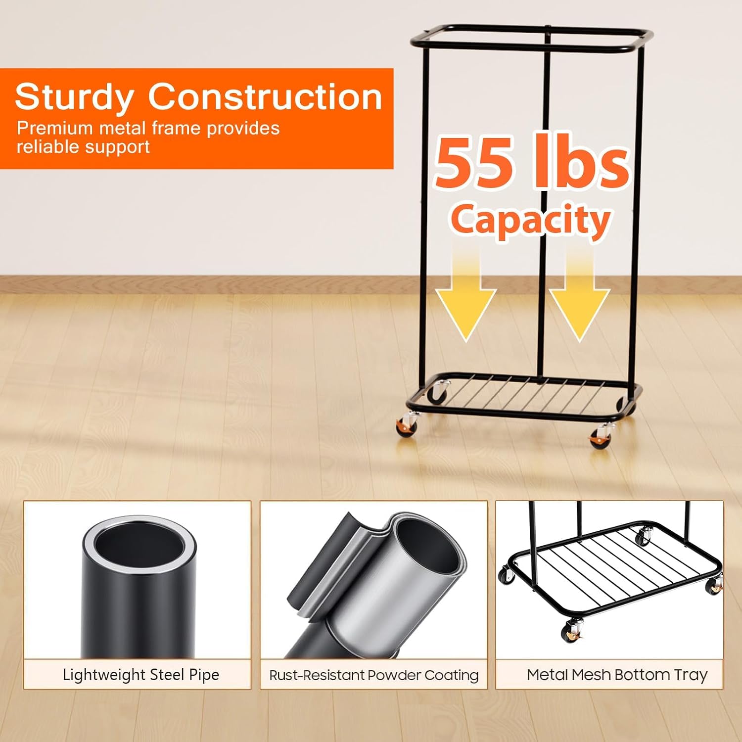 Detalle 2 de 300L Laundry Hamper with Wheels, Removable Bag