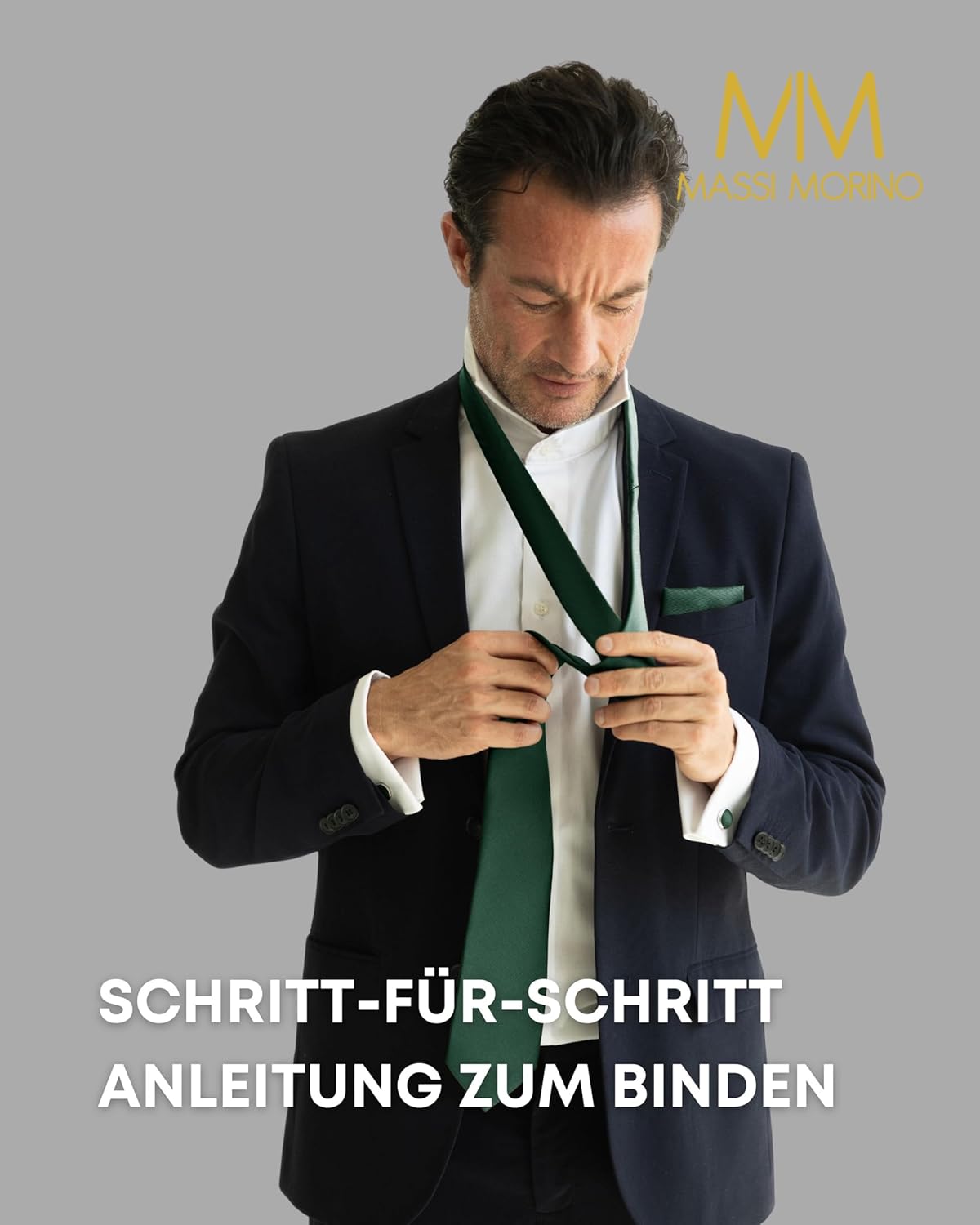 Thumbnail 3 de Massi Morino Krawatte mit Einstecktuch Set für Herren inkl. Manschettenknöpfe, Krawattennadel & Geschenkbox