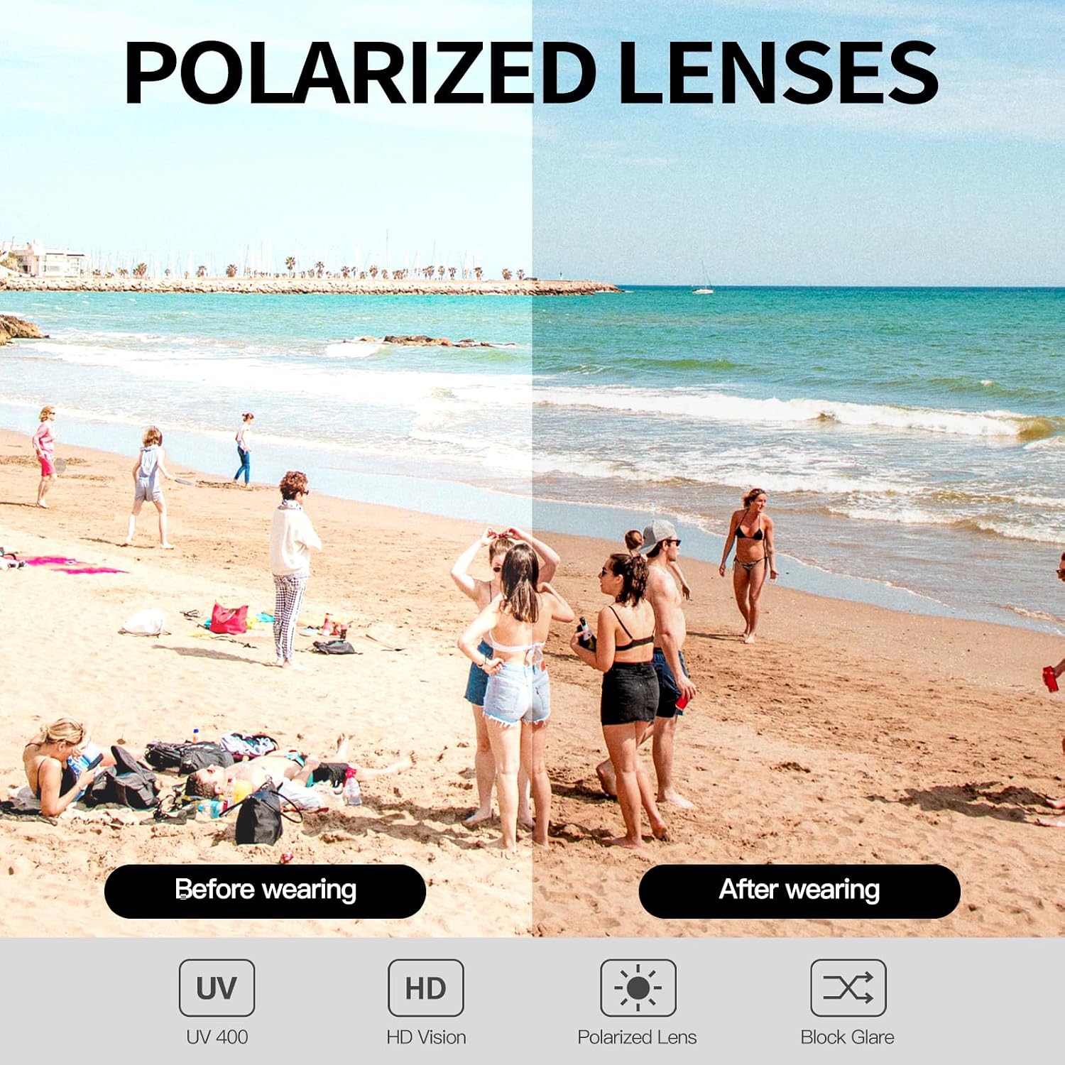 Thumbnail 4 de LVIOE Polarised Sunglasses: Womens Oversized Butterfly Frames with UV Protection