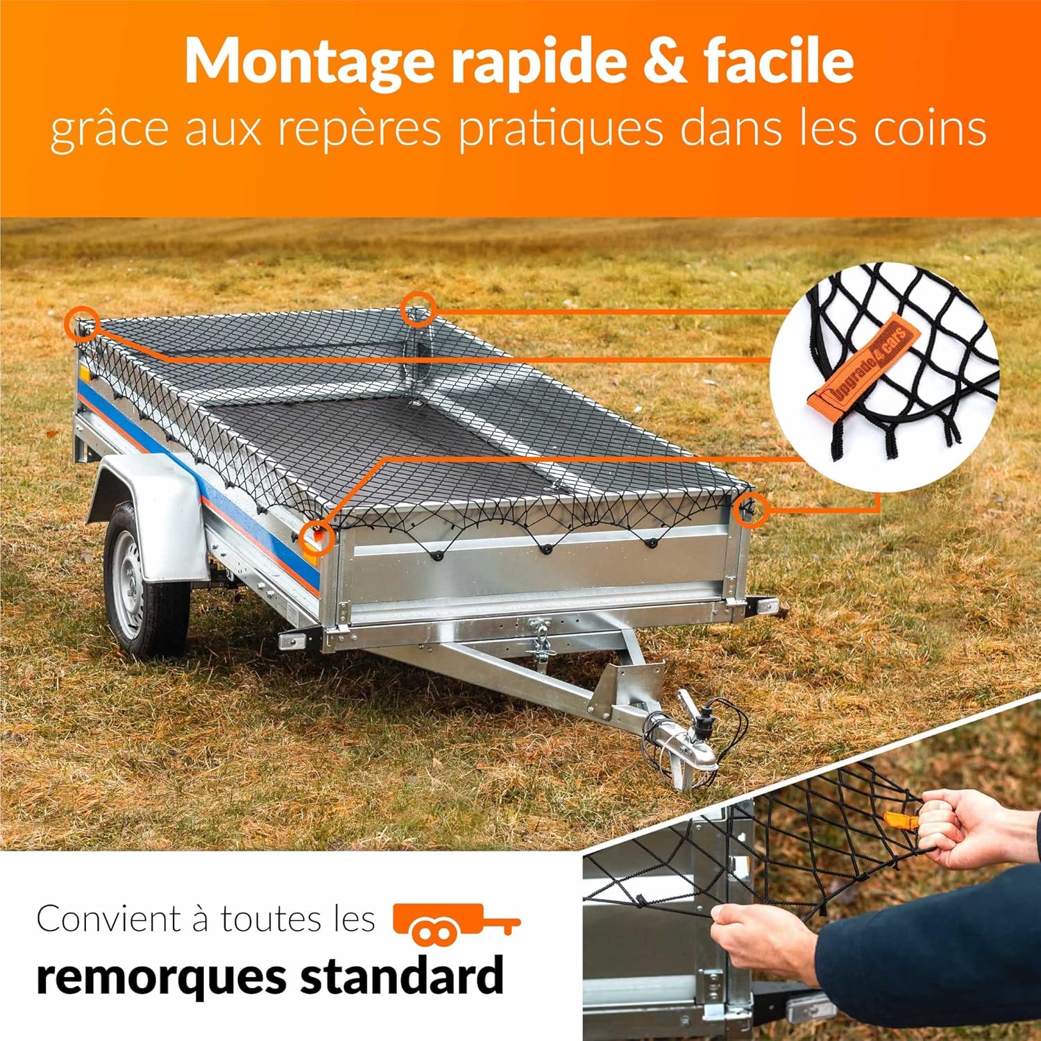 Detalle de Upgrade4cars Filet remorque extensible 1-2×2-3 m