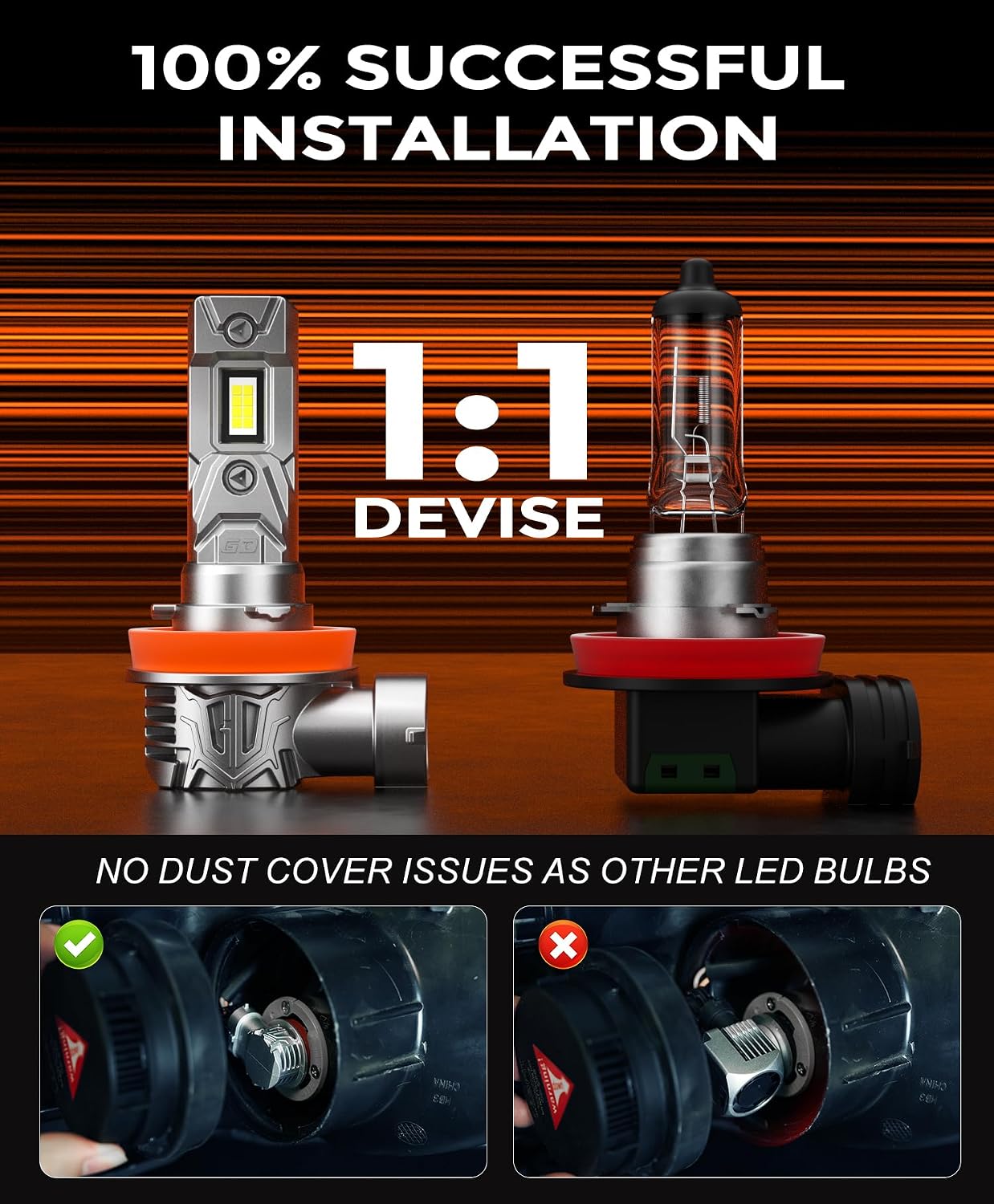 Detalle 2 de GloDrv H11 90 05 48000LM LED Light Bulbs Pack of 4