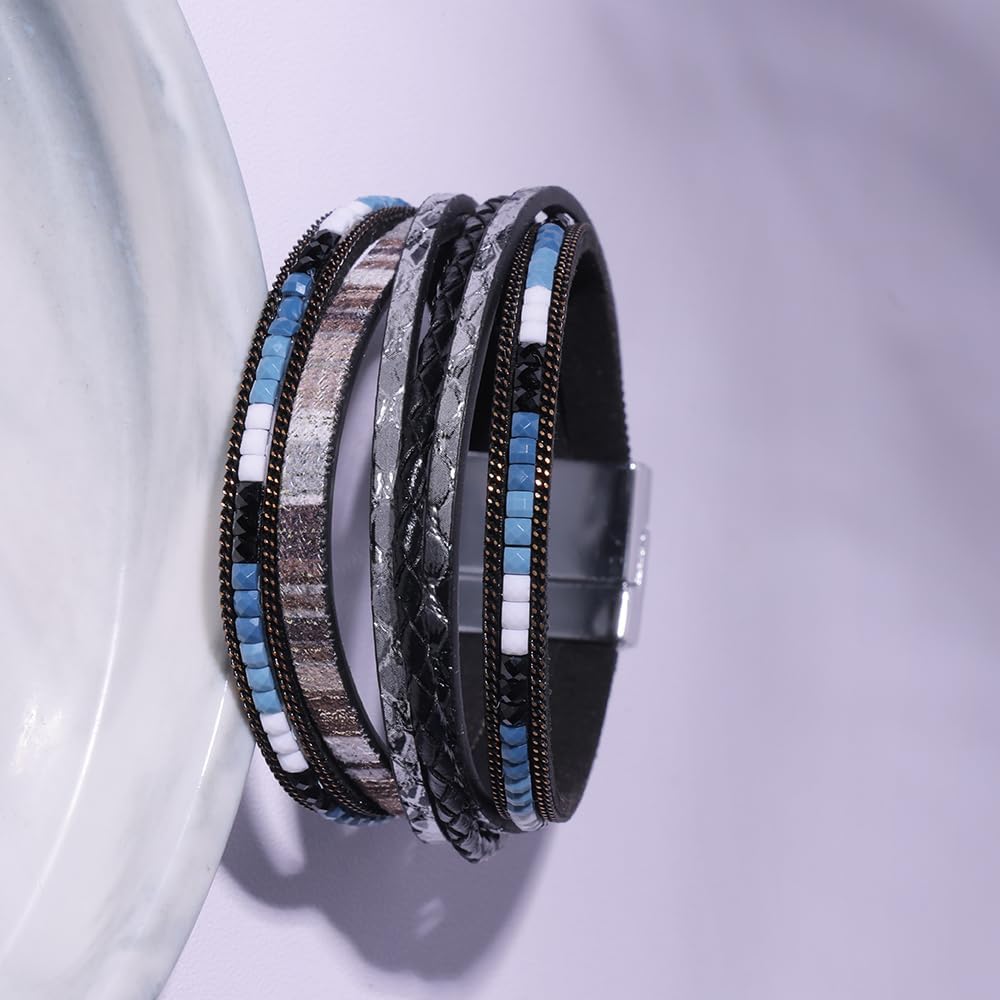 Thumbnail 1 de Viwind Damen-Lederarmband im Boho-Stil (Wickelarmband, Magnetverschluss) – ca. 19 cm