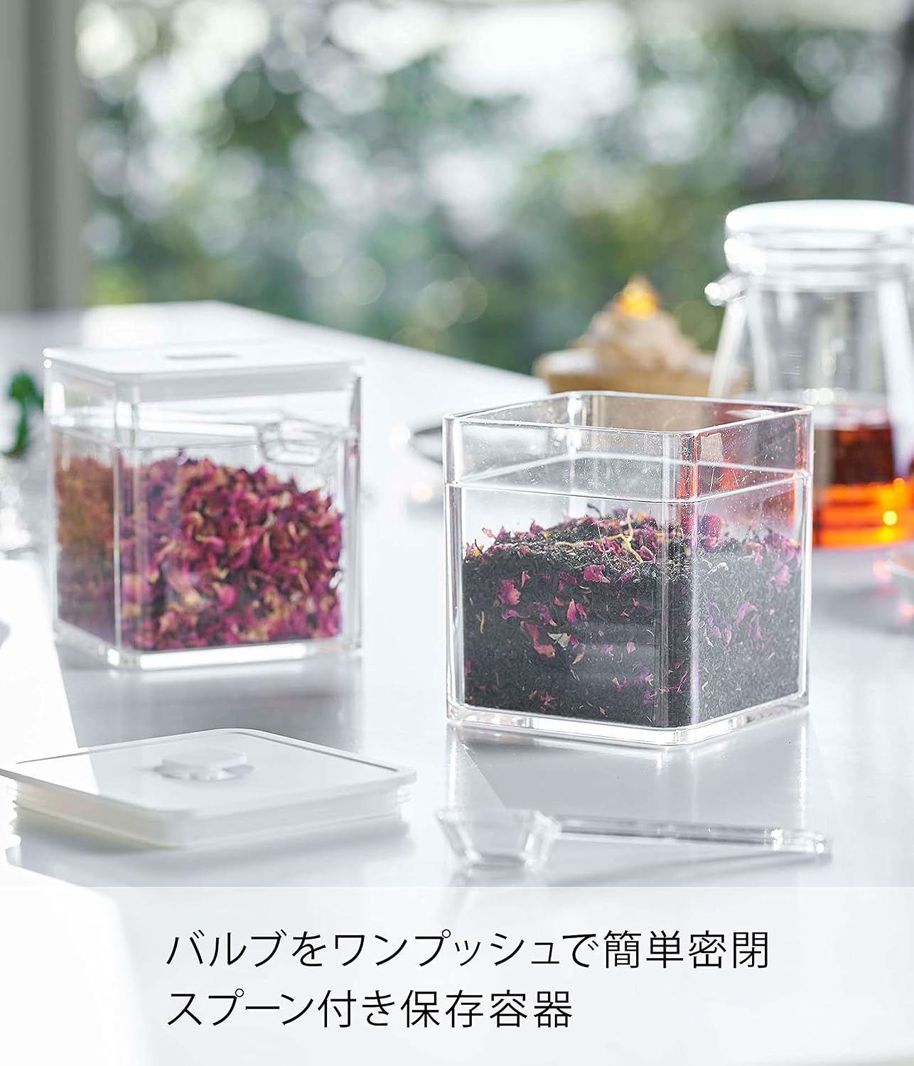Detalle 2 de 山崎実業 tower 5465 スプーン付き密閉保存容器 500mL 正方形・ホワイト