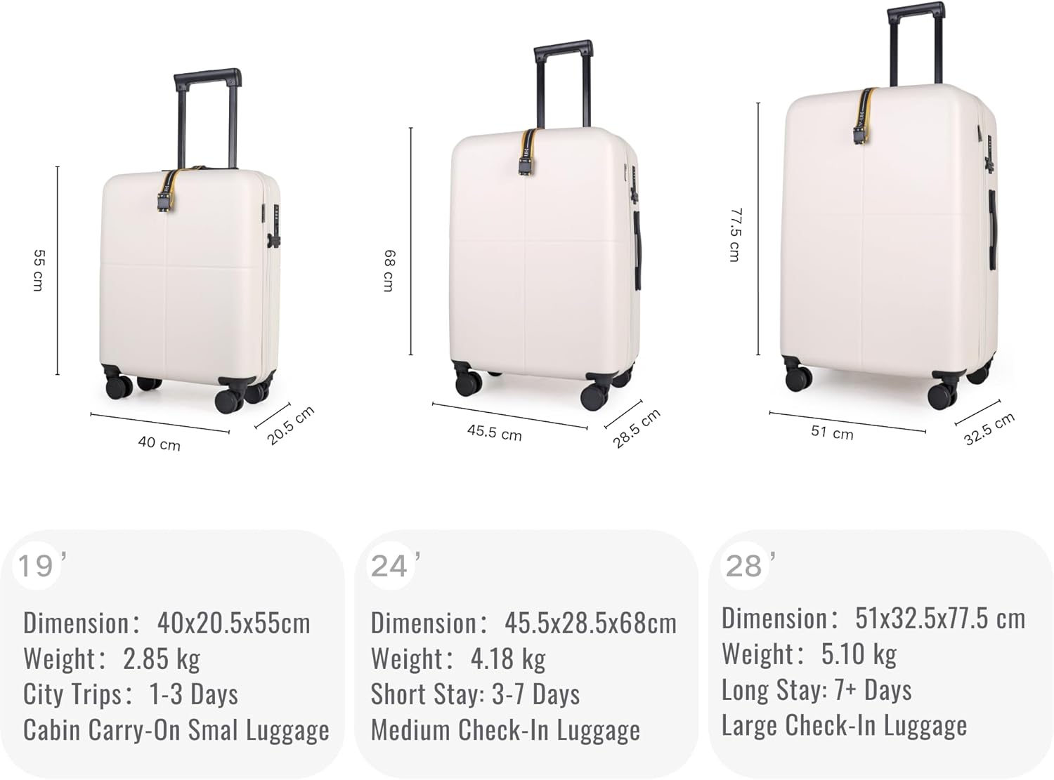 Thumbnail 4 de JLY Small Cabin Suitcase: Lightweight 55cm Hard Shell Carry-On with TSA Lock