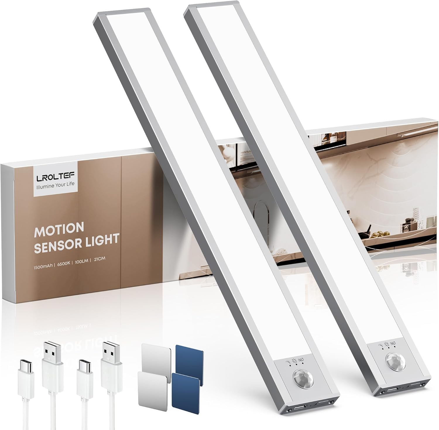 Detalle de LROLTEF Schrankbeleuchtung LED mit Bewegungsmelder 21 cm