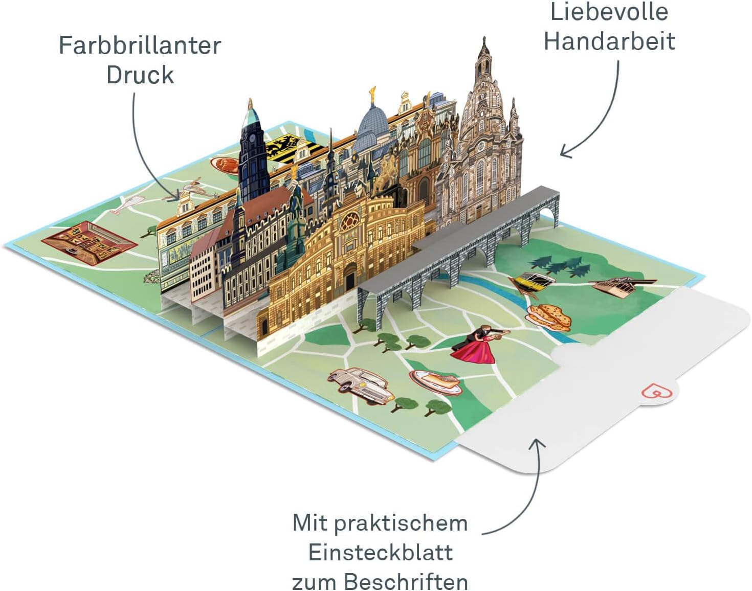 Thumbnail 1 de papercrush® Pop-Up Karte Dresden – 3D Geschenkkarte als Hotel- oder Geldgeschenk für den Städtetrip