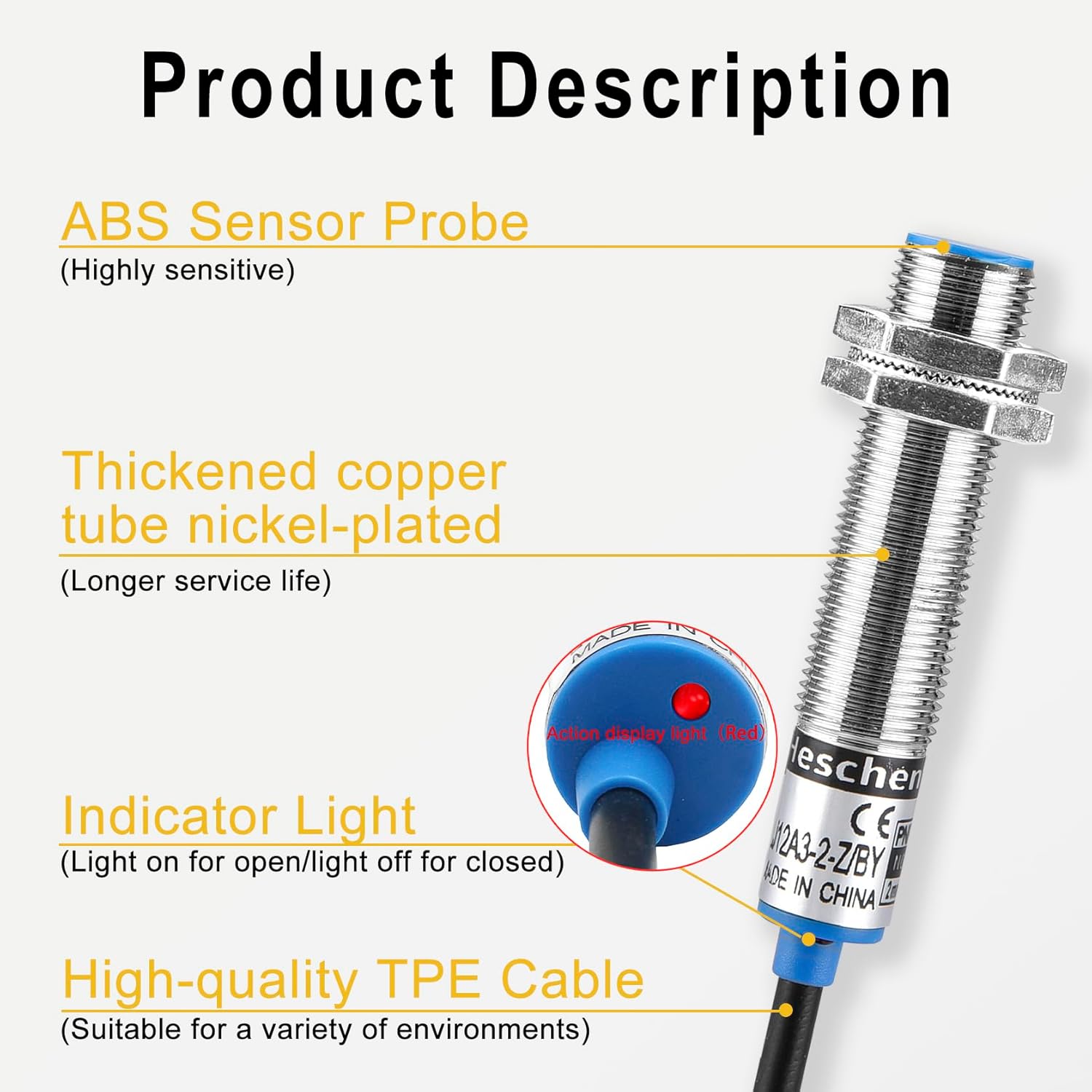 Thumbnail 3 de Heschen M12 Induktiver Näherungssensor 2 mm 🧲