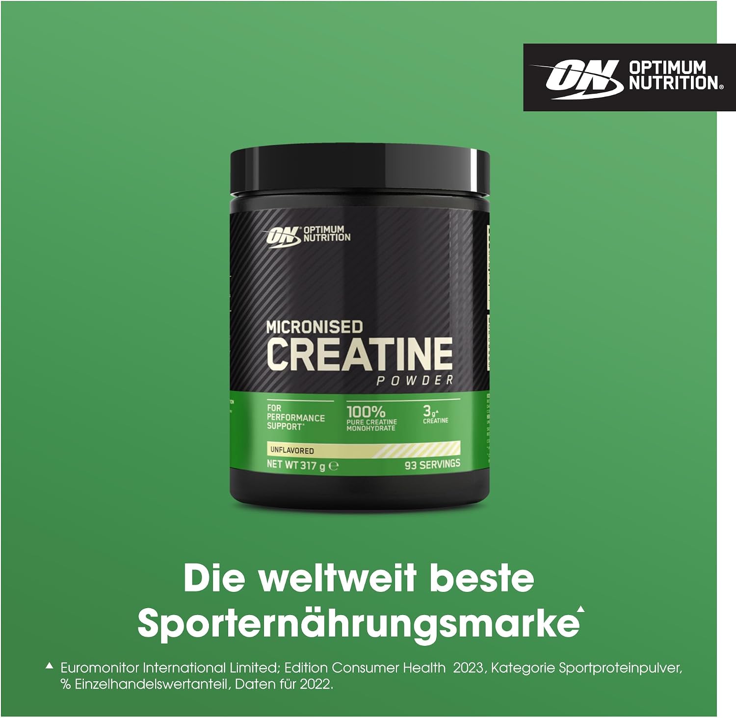 Detalle de Optimum Nutrition Creatina Monoidrata Micronizzata in Polvere 317 g – 93 Porzioni, 100% Pura, Senza Aroma