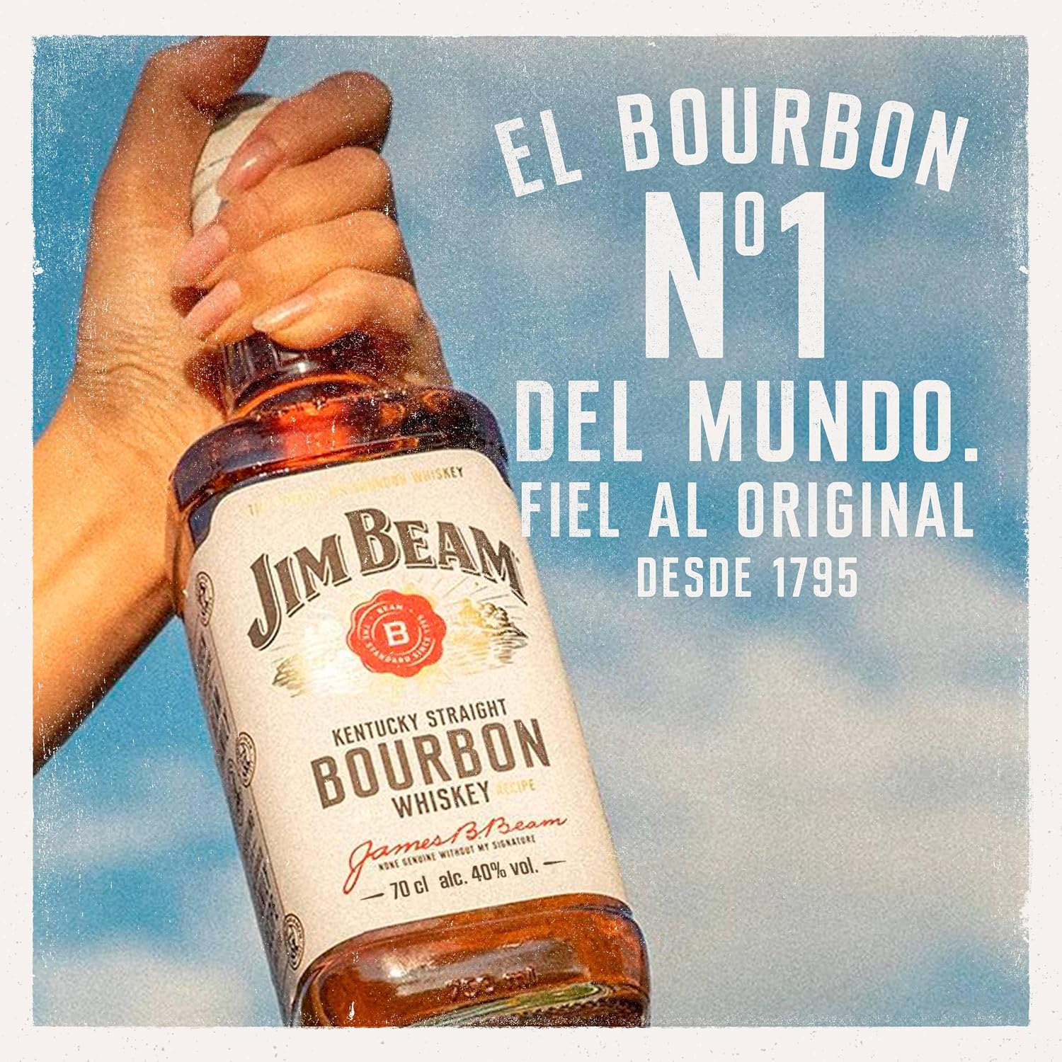 Detalle de Jim Beam White Kentucky Straight Bourbon Whiskey 70 cl