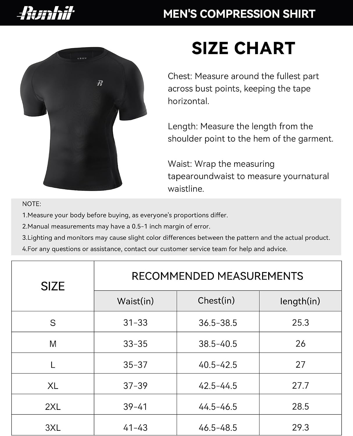 Thumbnail 6 de Runhit Men’s Compression Short Sleeve Shirt (1/3 Pack) Quick-Dry Base Layer