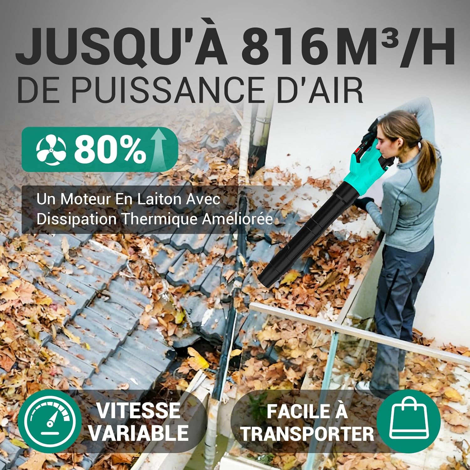 Thumbnail 4 de DCA Souffleur de feuilles sans fil 20V 4,0Ah brushless – 820 m³/h & 193 km/h, 1,5 kg