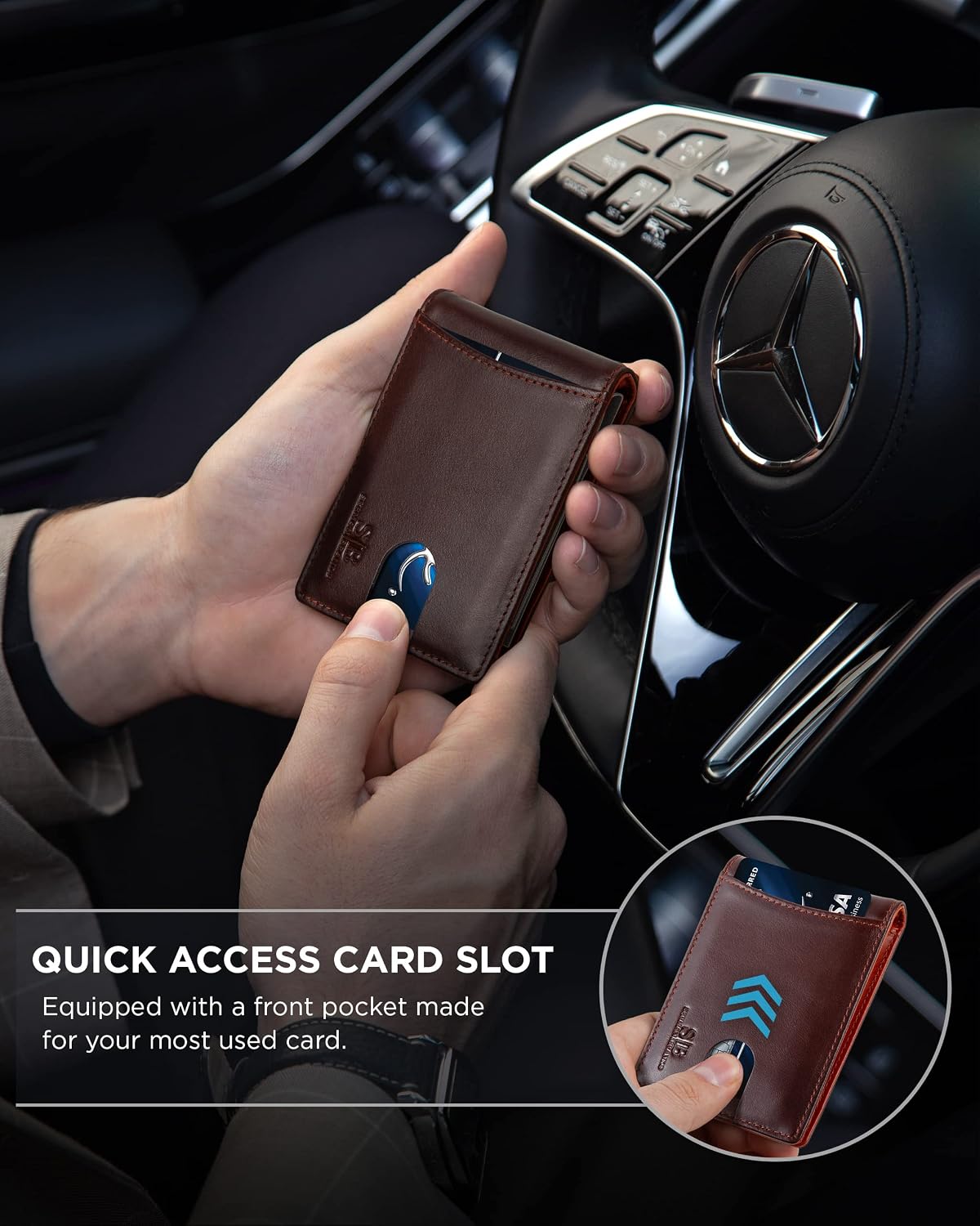 Detalle de SERMAN BRANDS Slim Bifold Wallet with RFID Blocking
