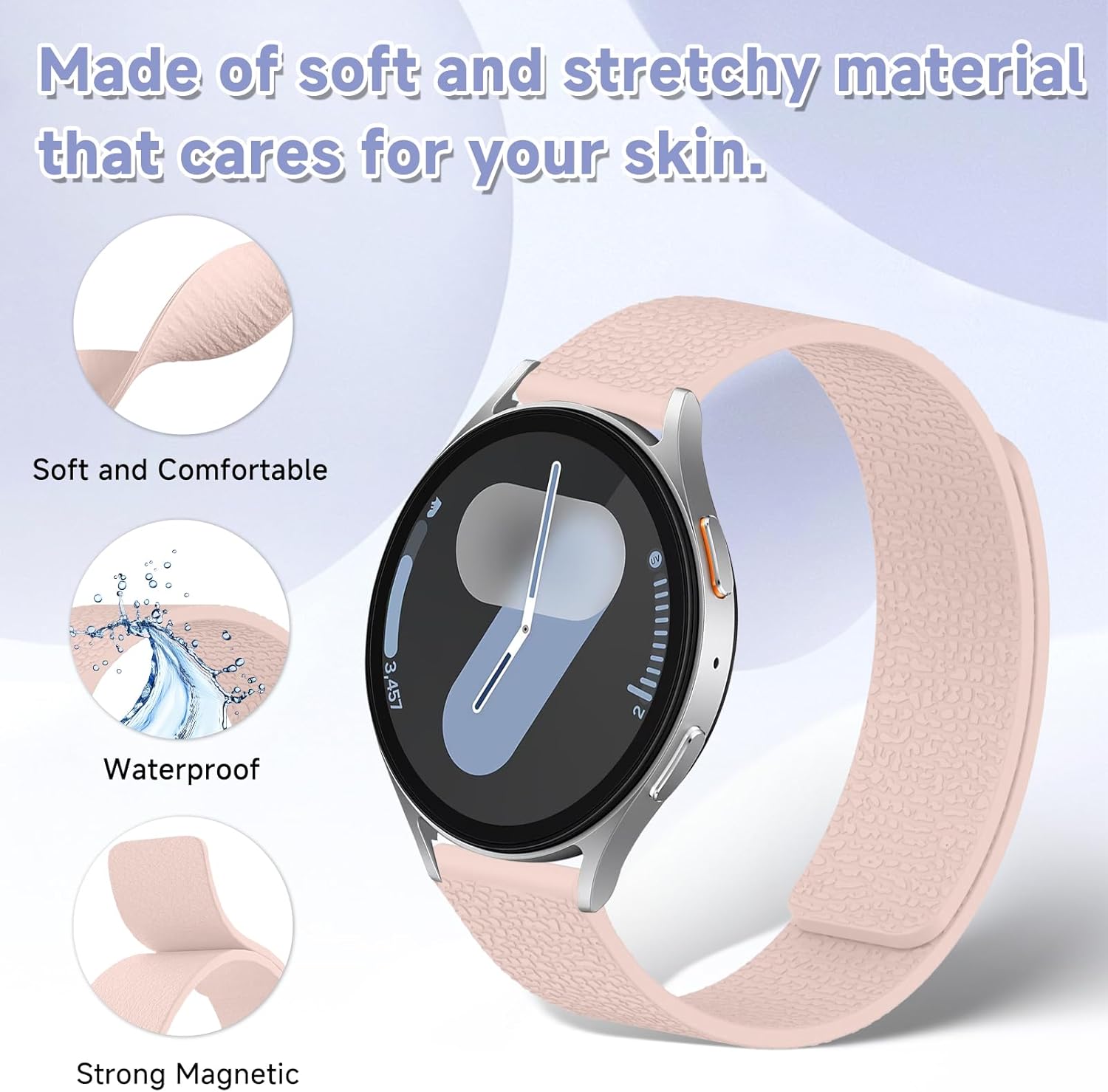 Thumbnail 1 de CiimWaa Magnet-Silikonarmband 22 mm (rosa) – Ersatzband mit Magnetverschluss für Smartwatches