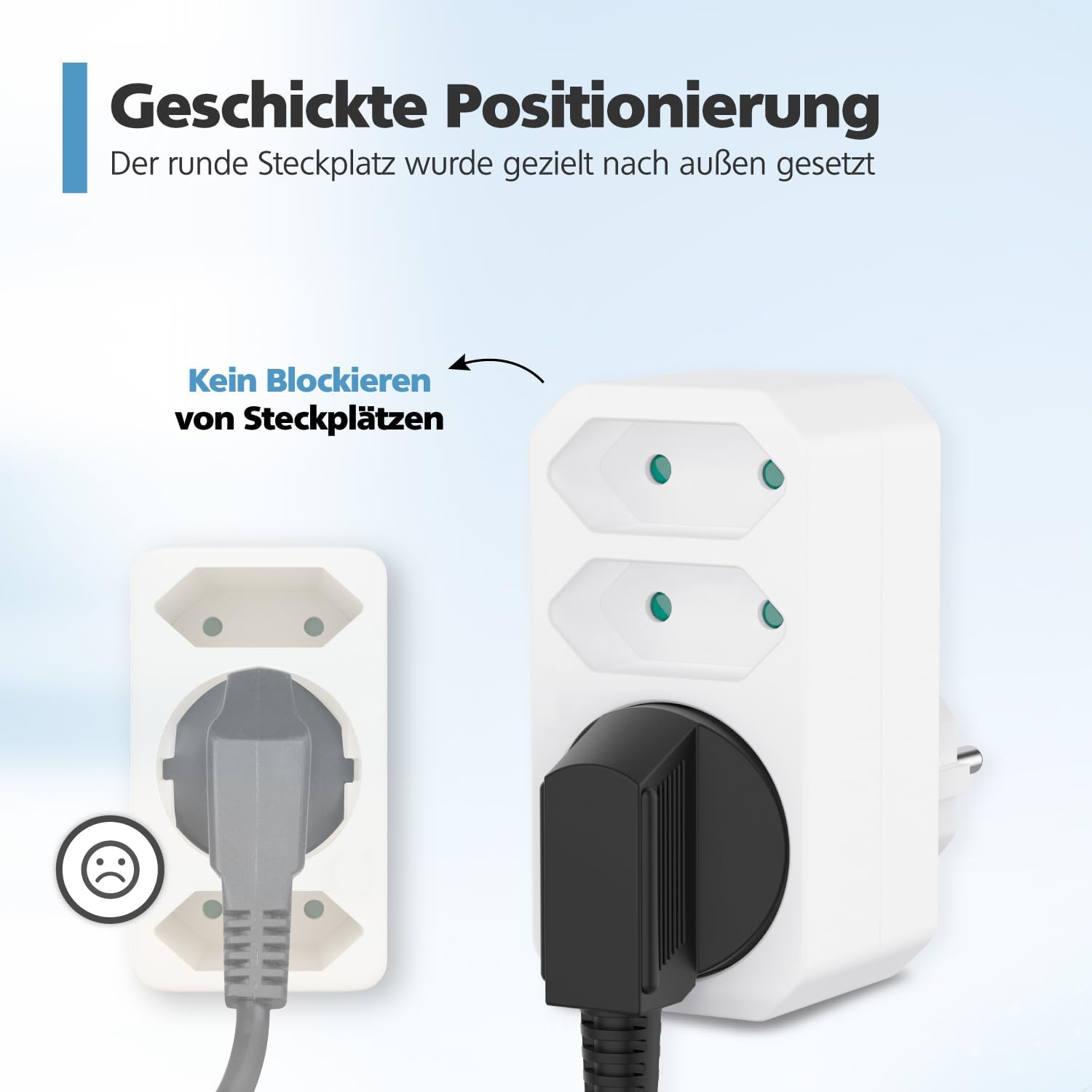 Thumbnail 3 de benon 2er-Set Mehrfachstecker weiß mit Kindersicherung – 2 Euro + 1 Schuko, bis 3 Geräte
