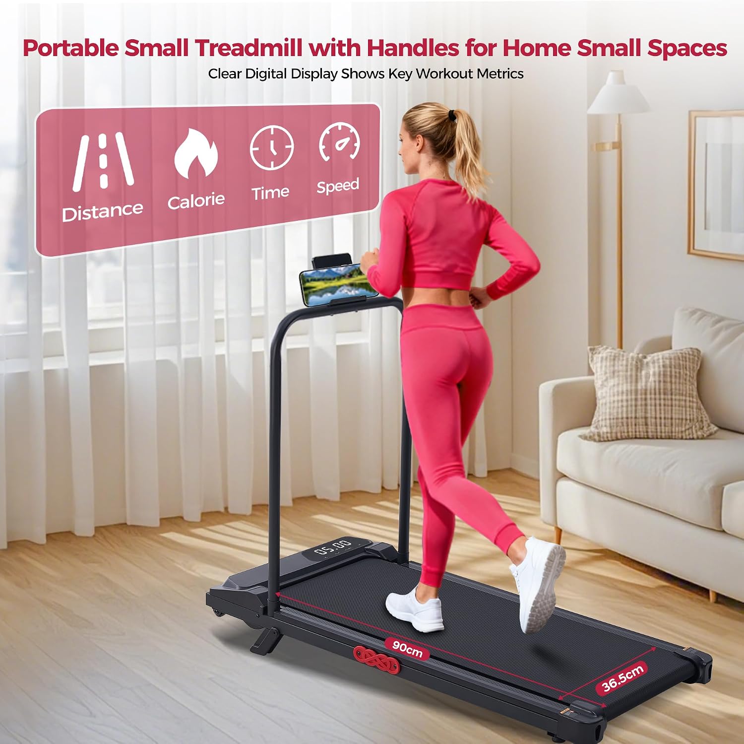 Detalle de Potupus V300-KDS Treadmill with Removable Handlebar, Incline and 3.0 HP Motor