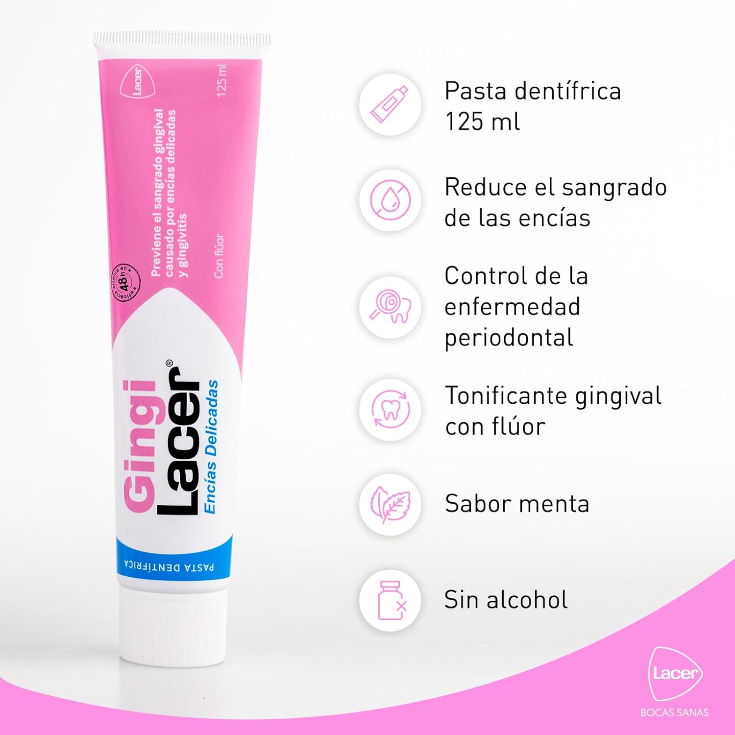 Detalle 1 de LACER GINGILACER Duplo Zahnpasta mit Fluor (125 ml) – gegen Zahnfleischbluten