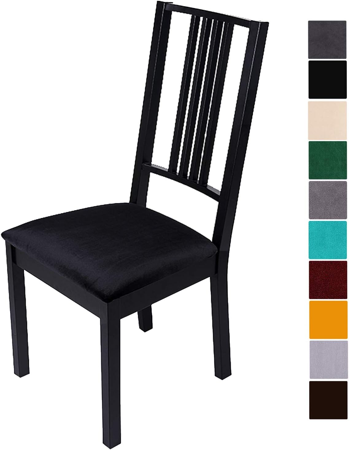 Homaxy Housse de Chaise Universelle - Velours élastique, lavable en machine, noir, 4 pièces