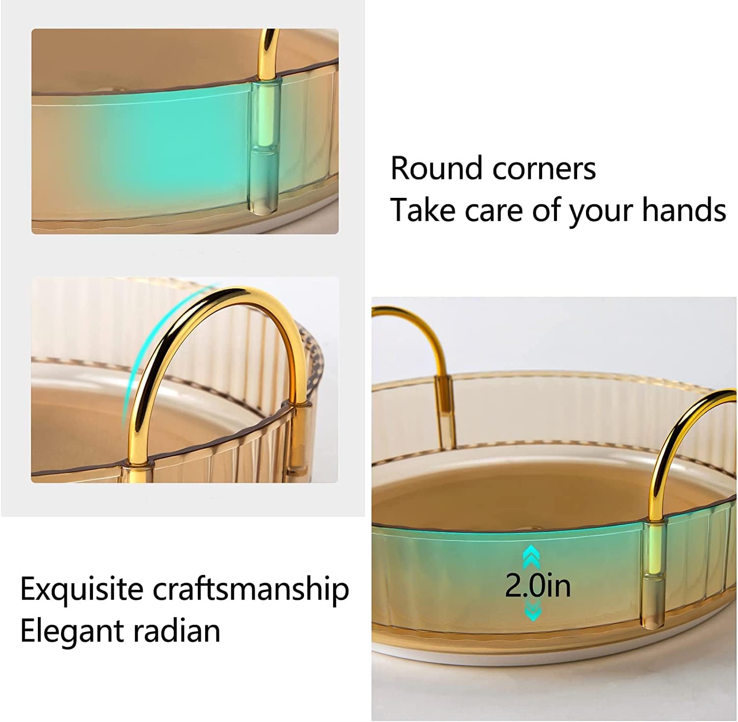 Thumbnail 2 de Bingobang 360 Rotating Makeup & Skincare Organiser (Gold) – 3-Tier Acrylic Storage Shelf