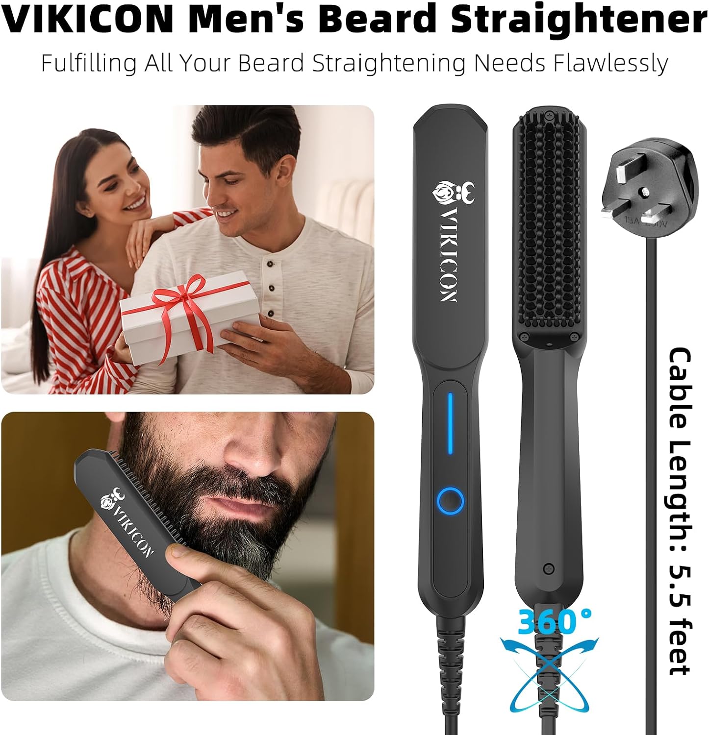 Thumbnail 5 de VIKICON Beard Straightener Comb 3-temp 🔥🧔🏻