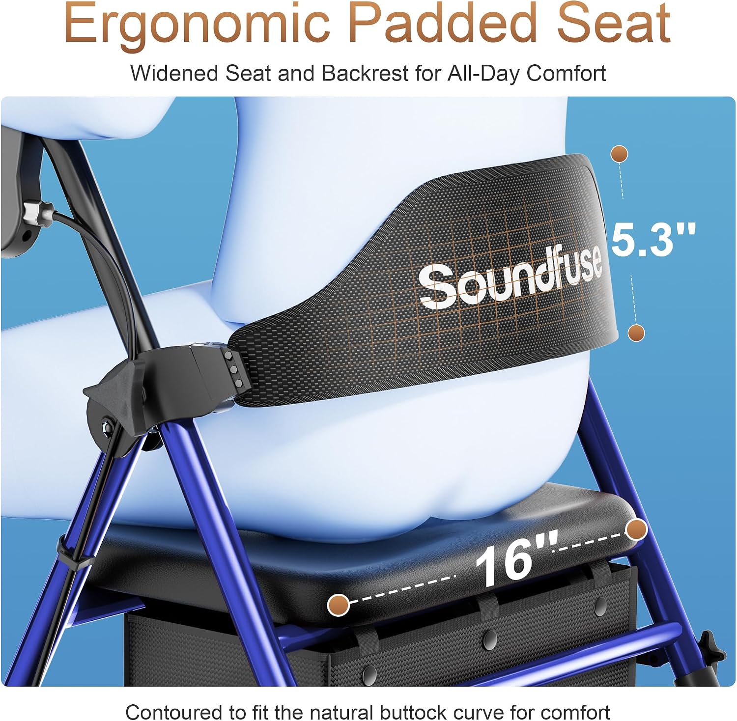 Detalle 2 de Soundfuse Rollator Walkers 350 lb capacity 🚶