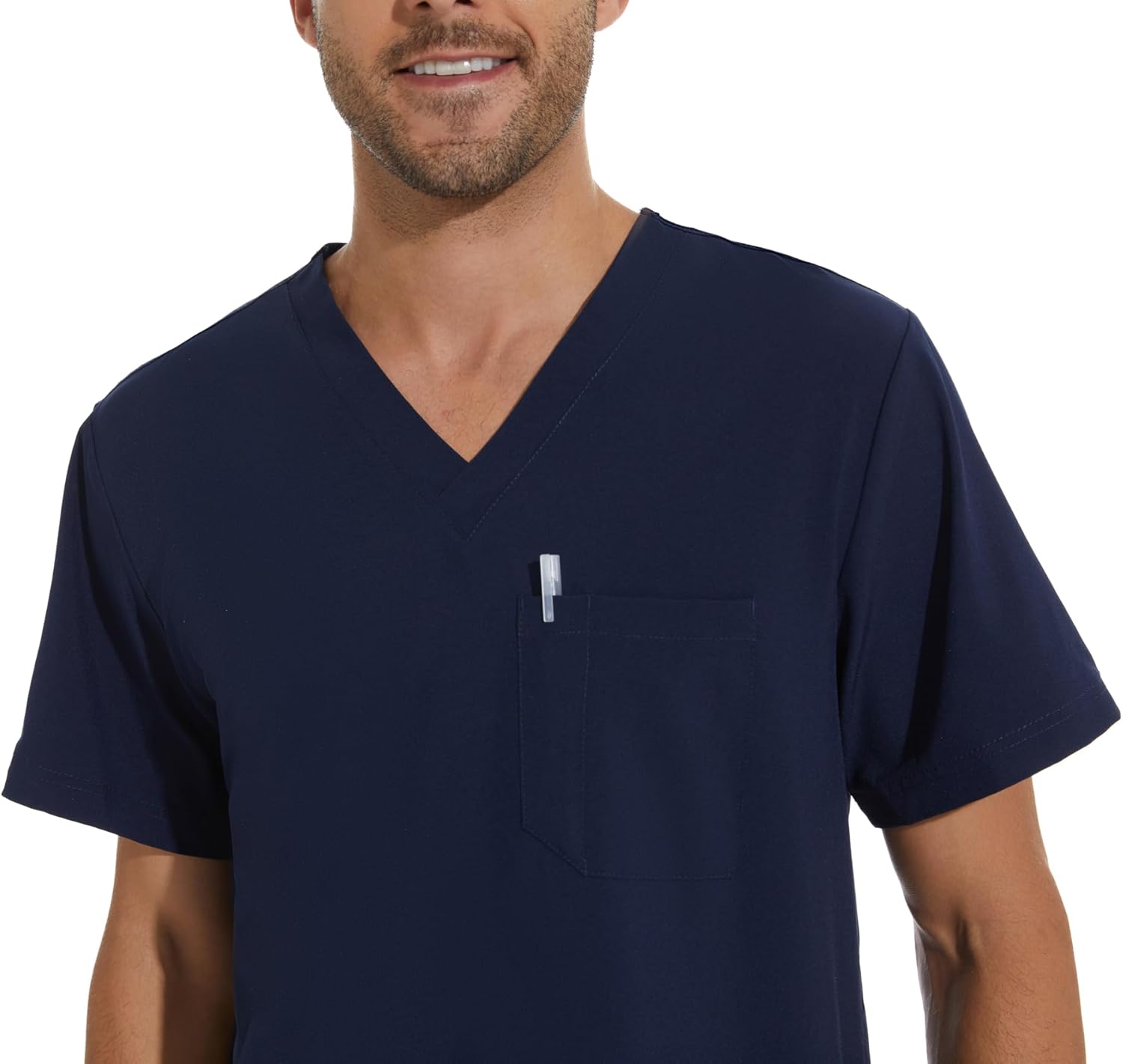 Detalle 2 de COZYFIT Men Scrubs Set: Stretch V-Neck Top & Yoga Waistband Jogger Pants with 8 Pockets