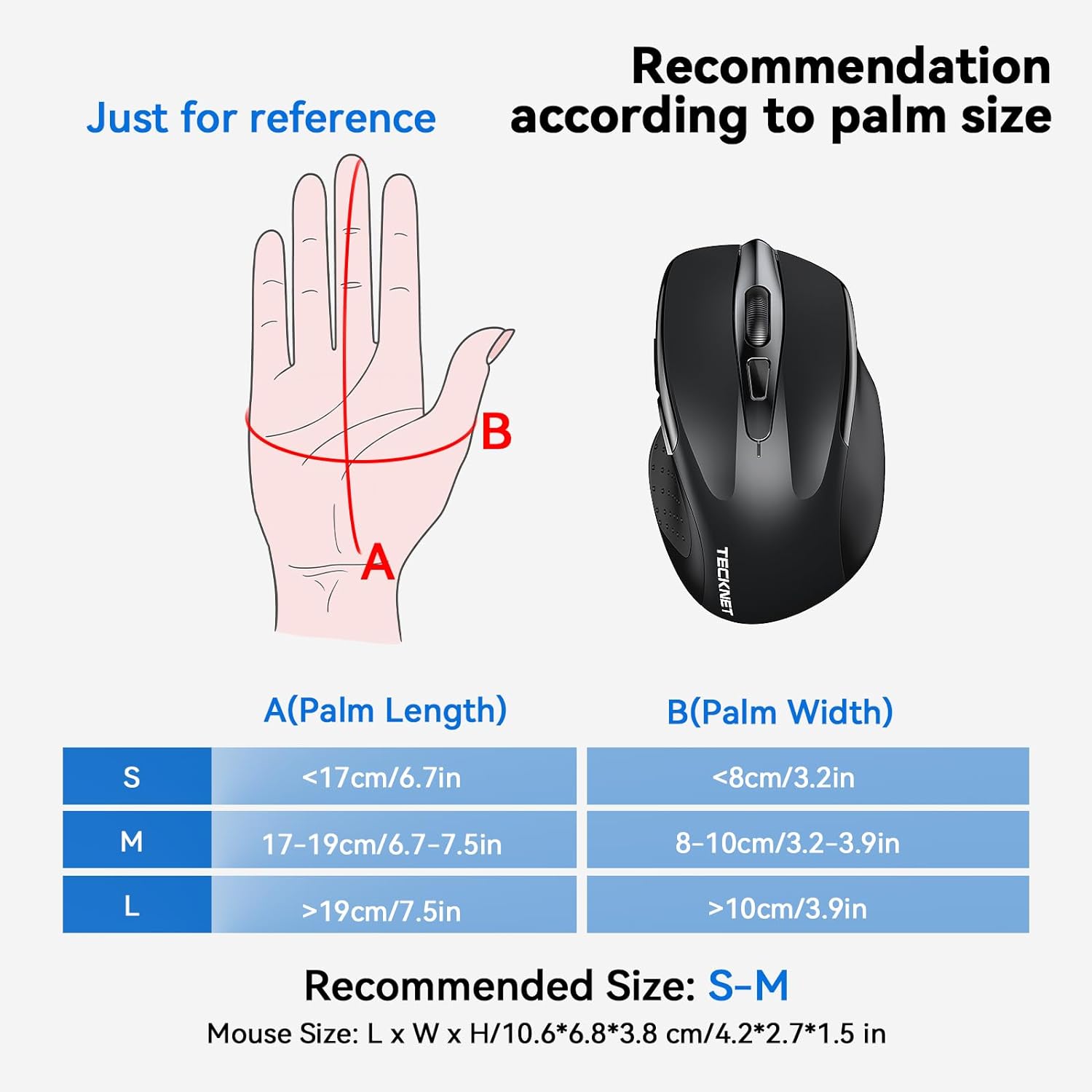 Thumbnail 6 de TECKNET Tri-Mode Bluetooth Rechargeable Wireless Mouse (BT 5.0/3.0 + 2.4G, 4800DPI, 6 buttons) – Black
