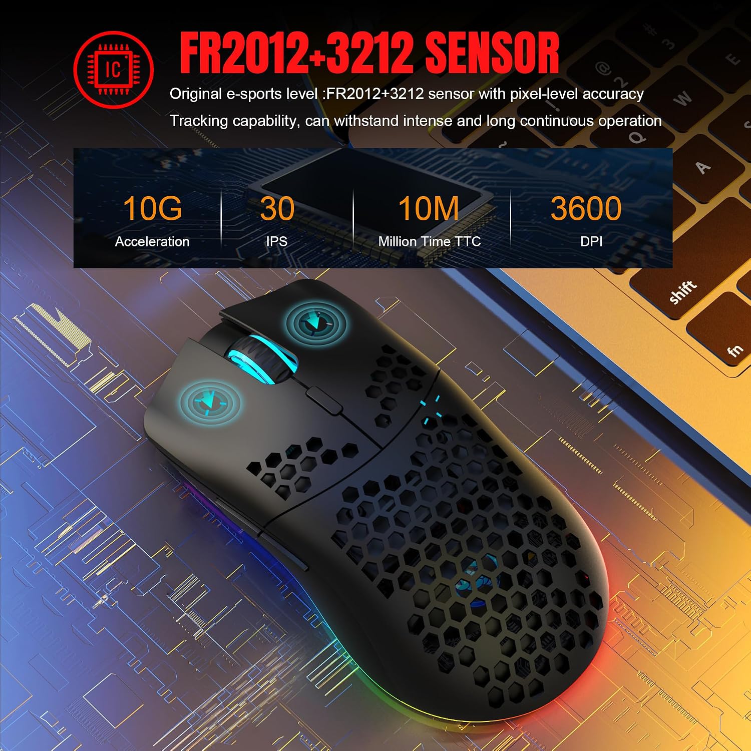 Detalle de CROSS Zebra T66 gaming mouse 3600 DPI