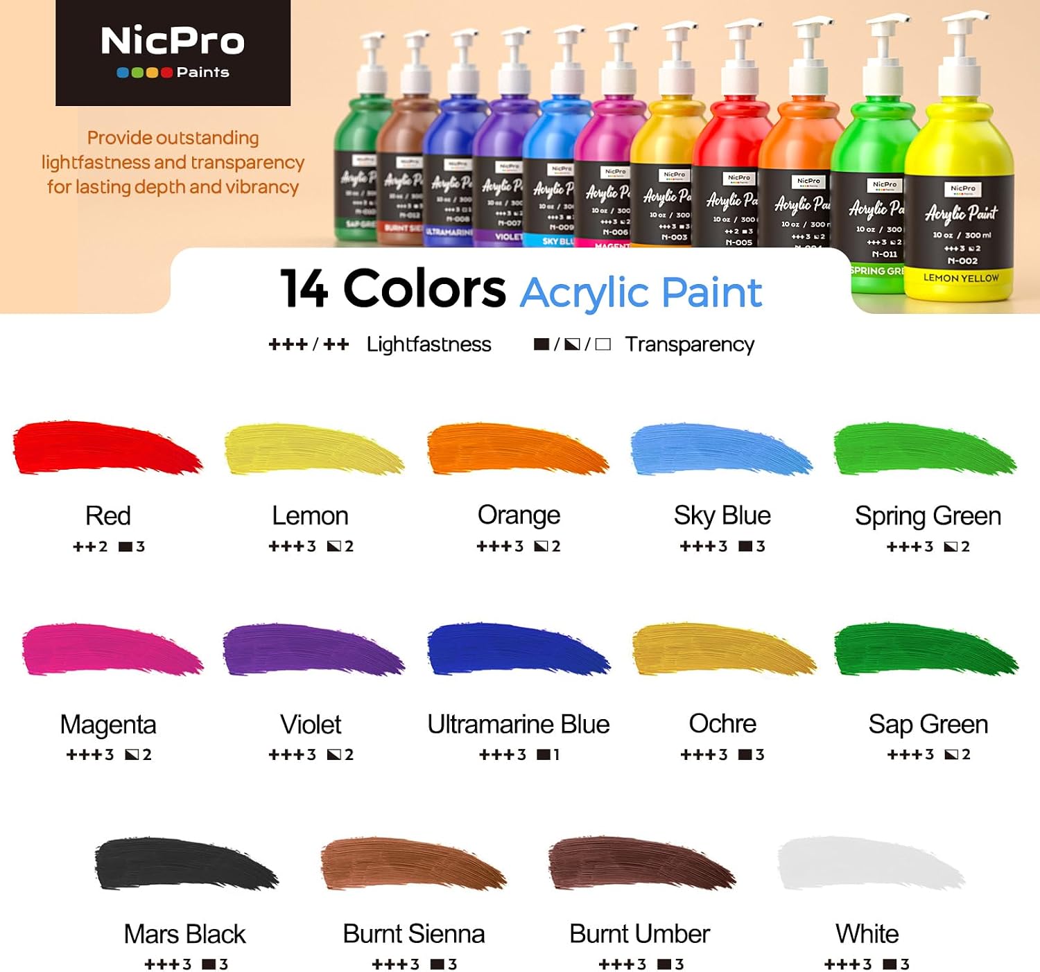 Thumbnail 1 de Nicpro Acrylic Paint Set, 14 Colors