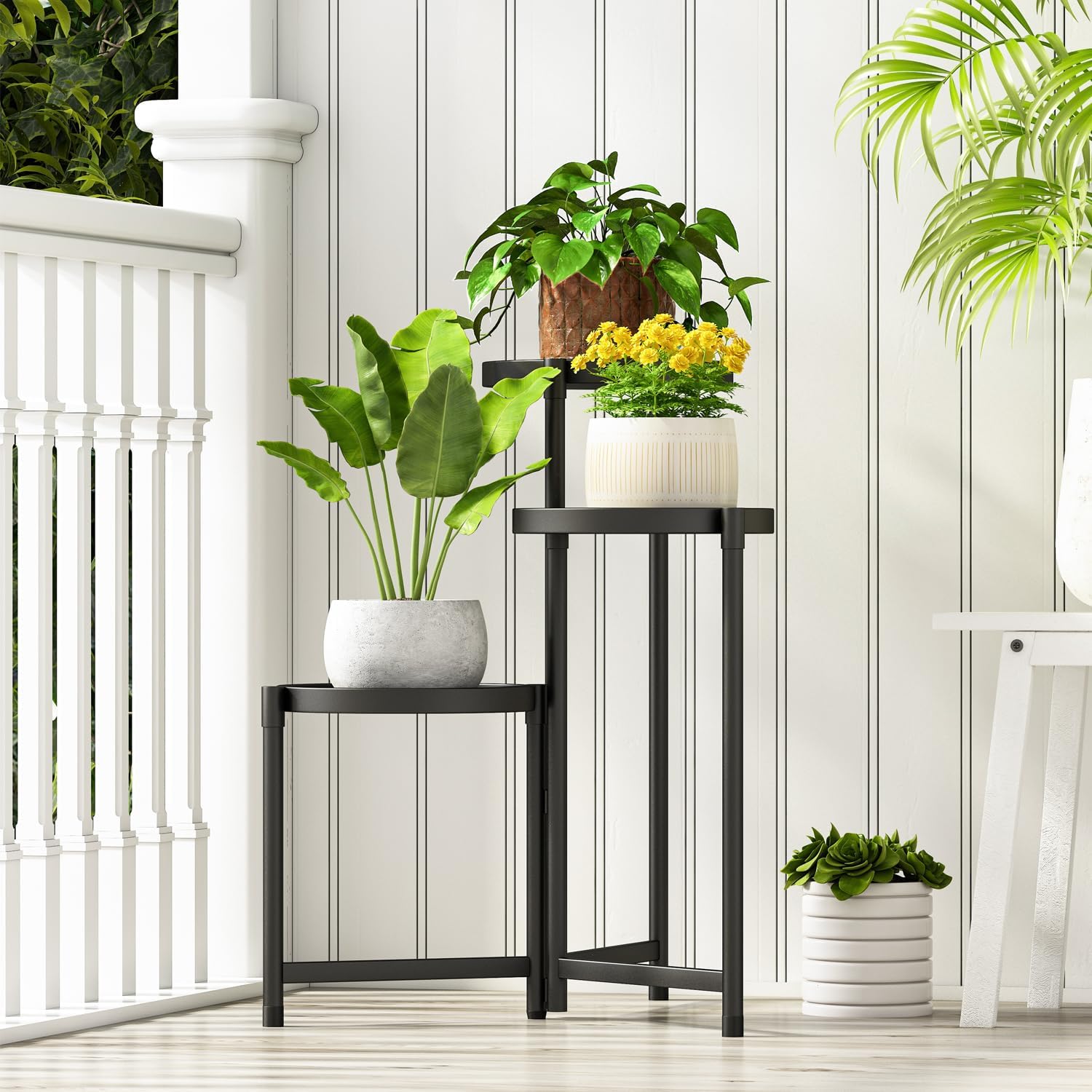 Thumbnail 6 de Atpddpey HJZ03 3-Tier Metal Plant Stand, Black, 9.06-Inch Trays