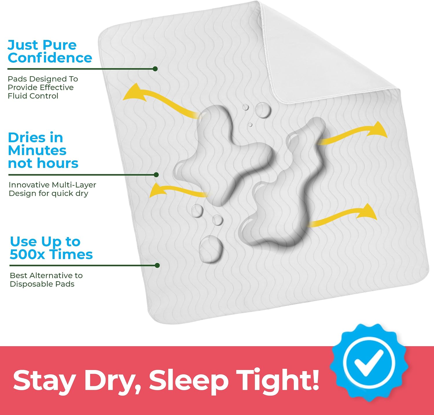 Detalle de Utopia Bedding UB1328 Reusable Incontinence Bed Pads, 34 x 52-Inch, 4-Pack