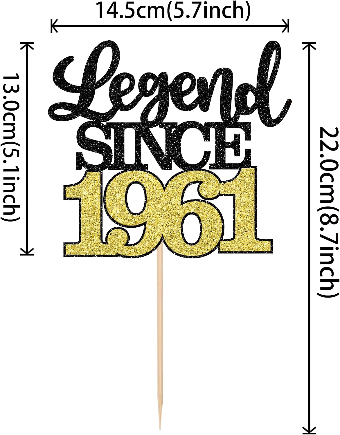 Detalle 2 de SYKYCTCY 1 Pack Legend Since 1961 Cake Topper – Glitter 65th Birthday & Anniversary Decoration