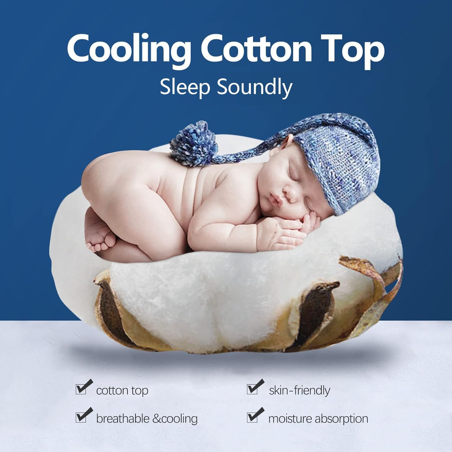 Detalle de COONP Queen Mattress Topper, Cotton Pillow Top with Deep-Pocket Fit