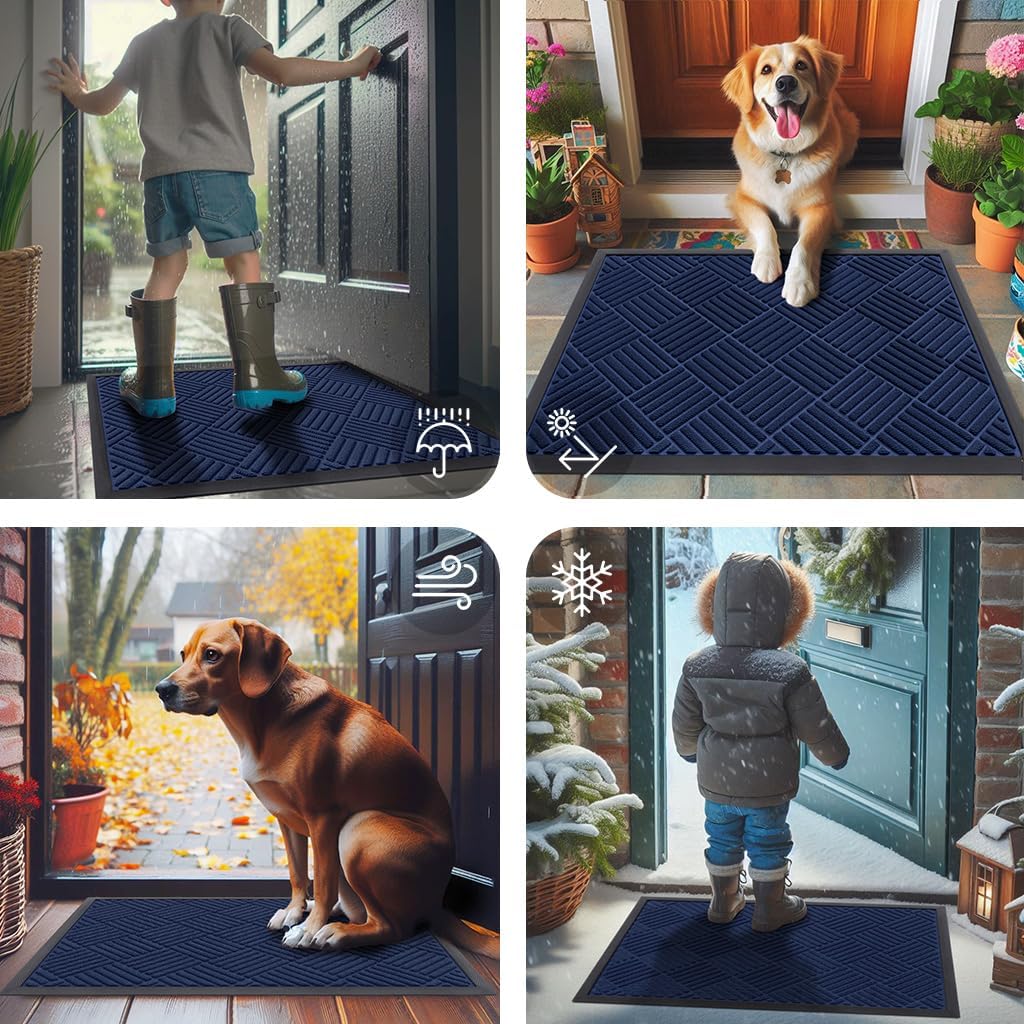 Thumbnail 6 de Smiry 29.5 x 17-Inch Navy Blue Front Door Mat with Rubber Backing