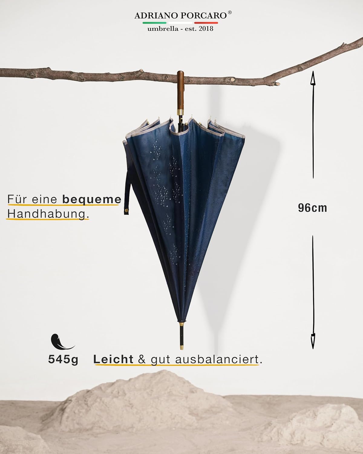 Detalle 1 de ADRIANO PORCARO Regenschirm 120 cm XXL sturmfest