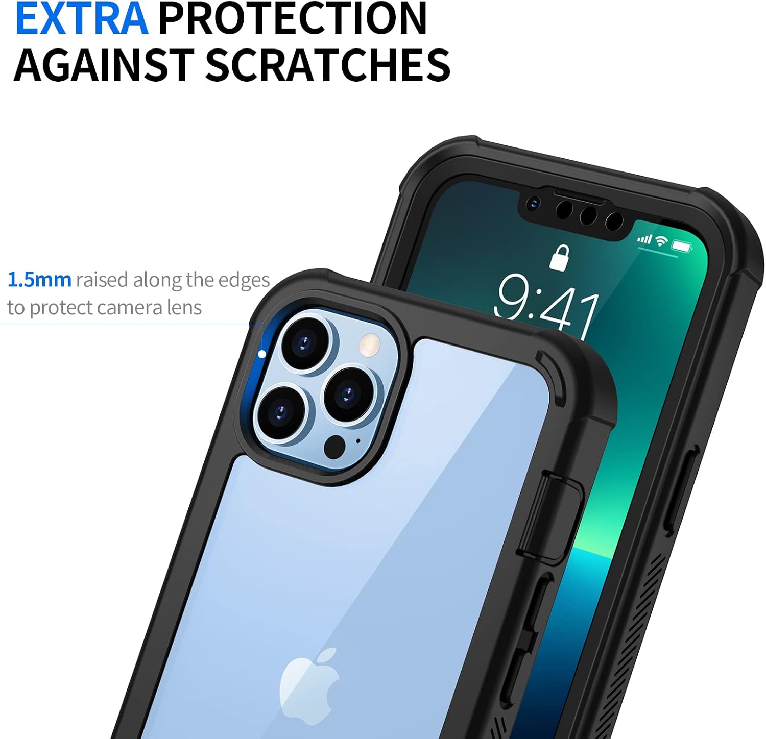 Thumbnail 4 de Seacosmo Coque anti-choc 360° pour iPhone 13 Pro 6,1" – Transparent et robuste avec écran et caméra protégés