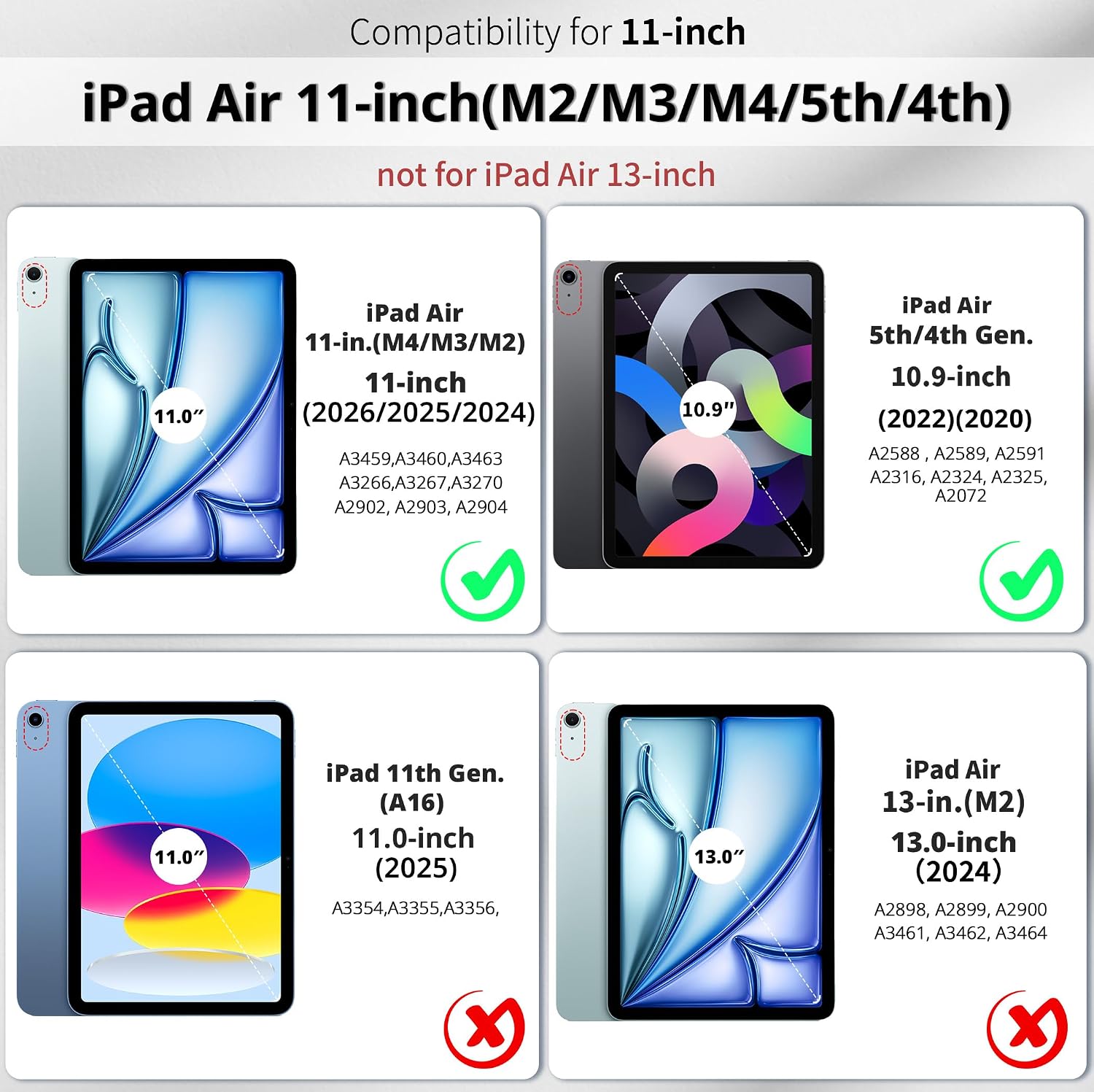 Detalle de EasyAcc Hülle für iPad Air 11 Zoll M4/M3/M2 (2026/2025/2024) – Cremeweiß