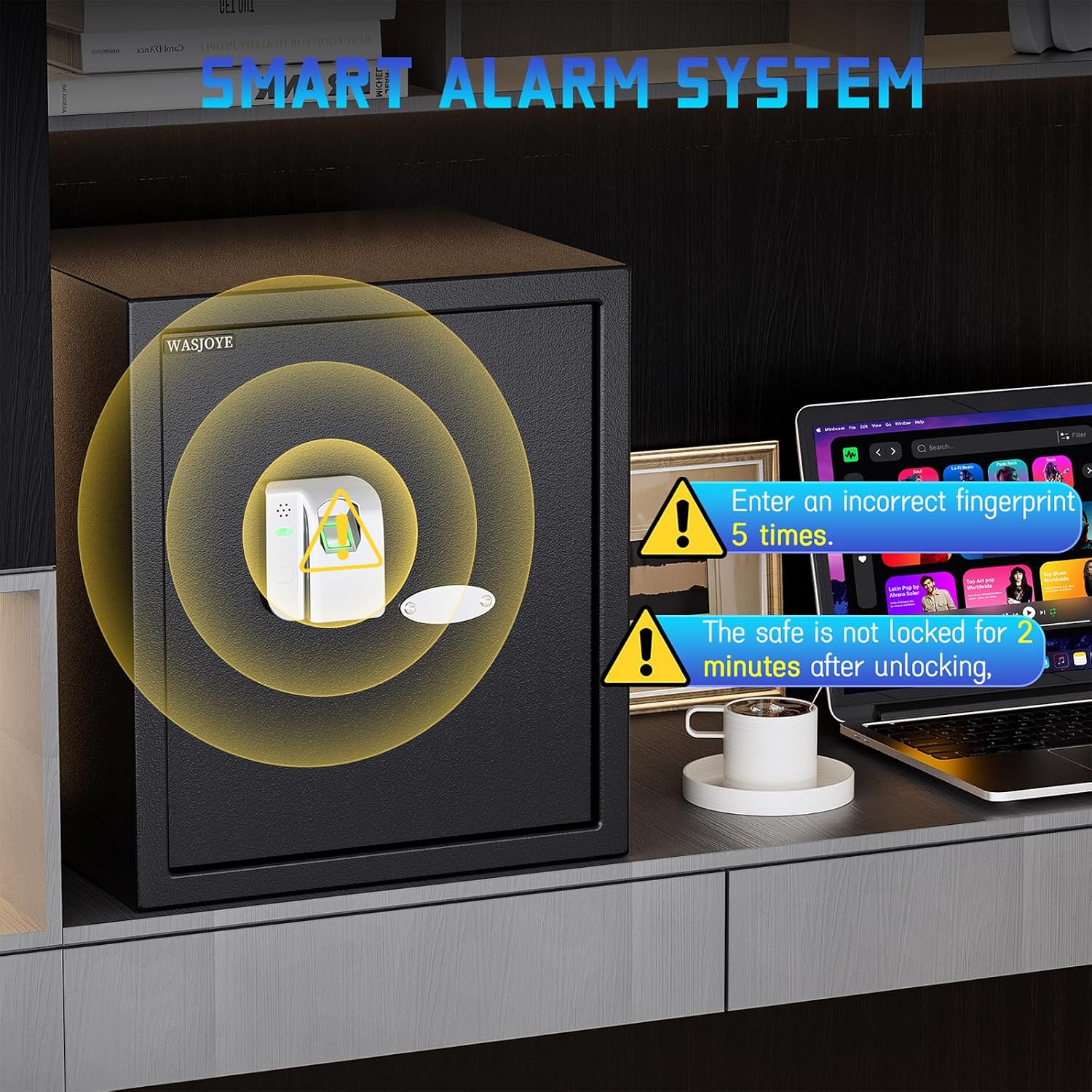 Thumbnail 2 de WASJOYE 43L Cassaforte con impronte digitali: sicurezza smart per casa, ufficio e hotel