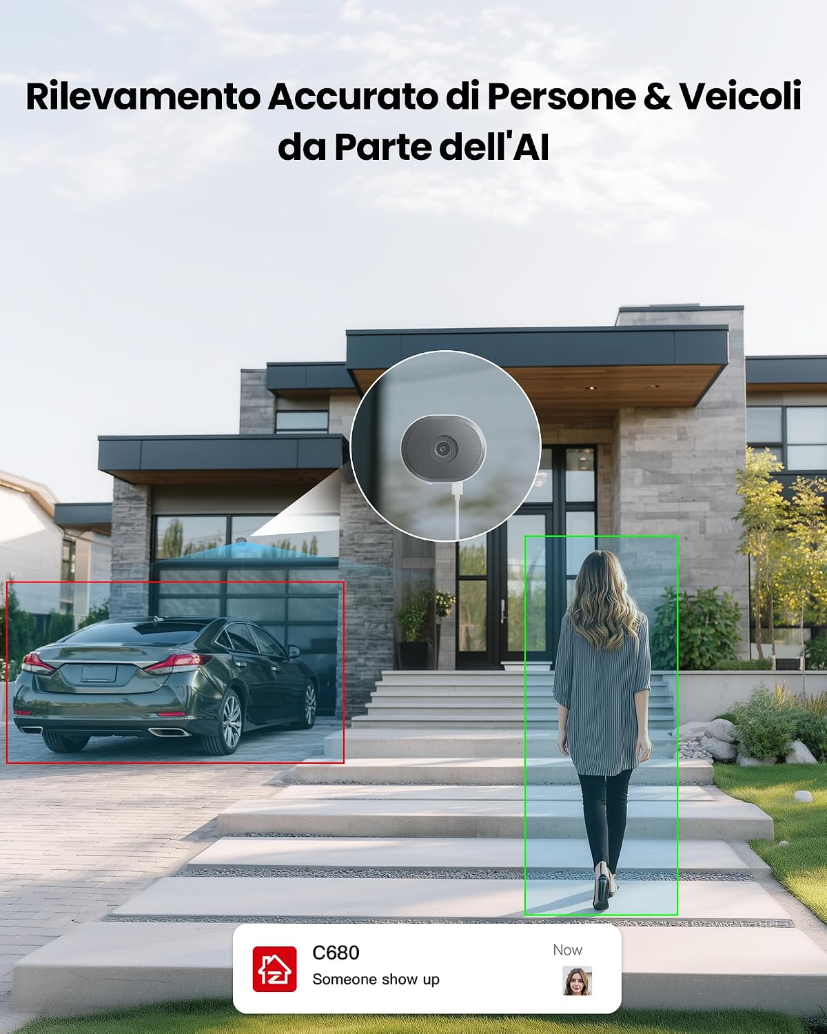 Thumbnail 3 de ZOSI 2K Telecamera di Sorveglianza per Finestre (C680): Visione notturna a colori e rilevamento AI