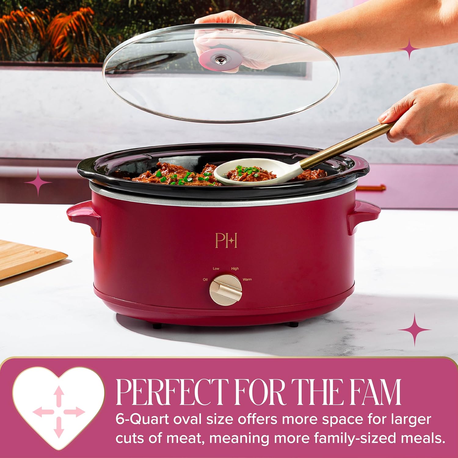 Detalle de Paris Hilton 6-Quart Manual Slow Cooker