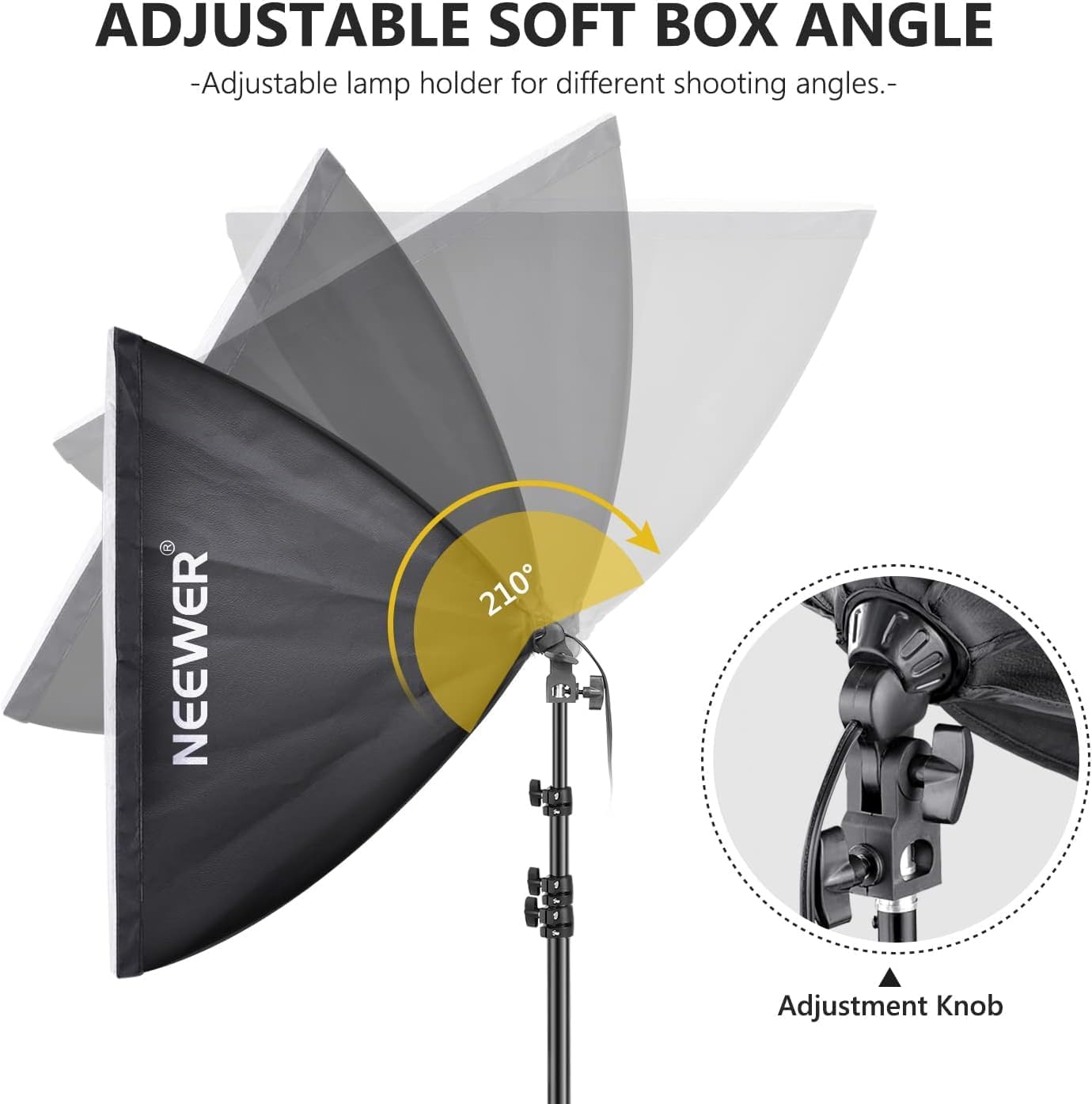 Thumbnail 1 de Neewer 700W Professional Photography Softbox Lighting Kit (24"x24" / 60x60cm) with E27 Socket & Stands