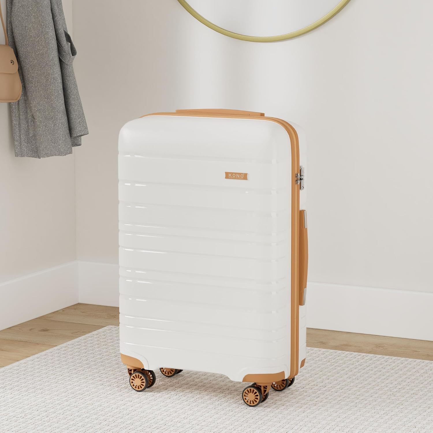Detalle de Kono Lightweight Suitcase: Polypropylene Hard Shell Hand Luggage with TSA Lock and 4 Silent Wheels