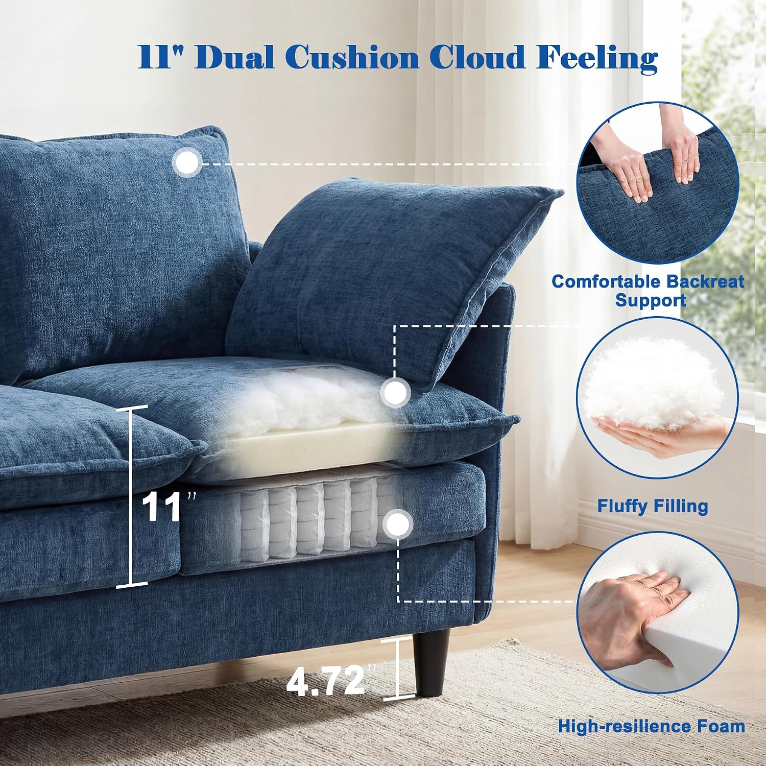 Detalle 2 de MUDANT U-Shaped Sofa 69-Inch