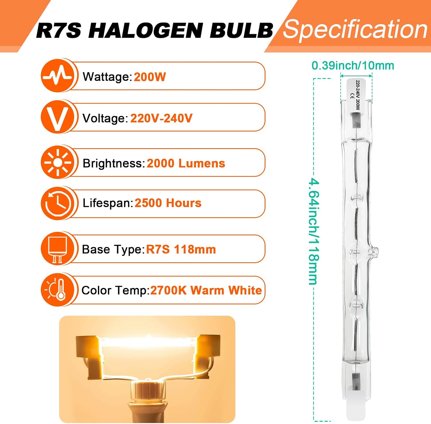 Thumbnail 2 de Givurao R7S 200W Halogenlampe 118mm