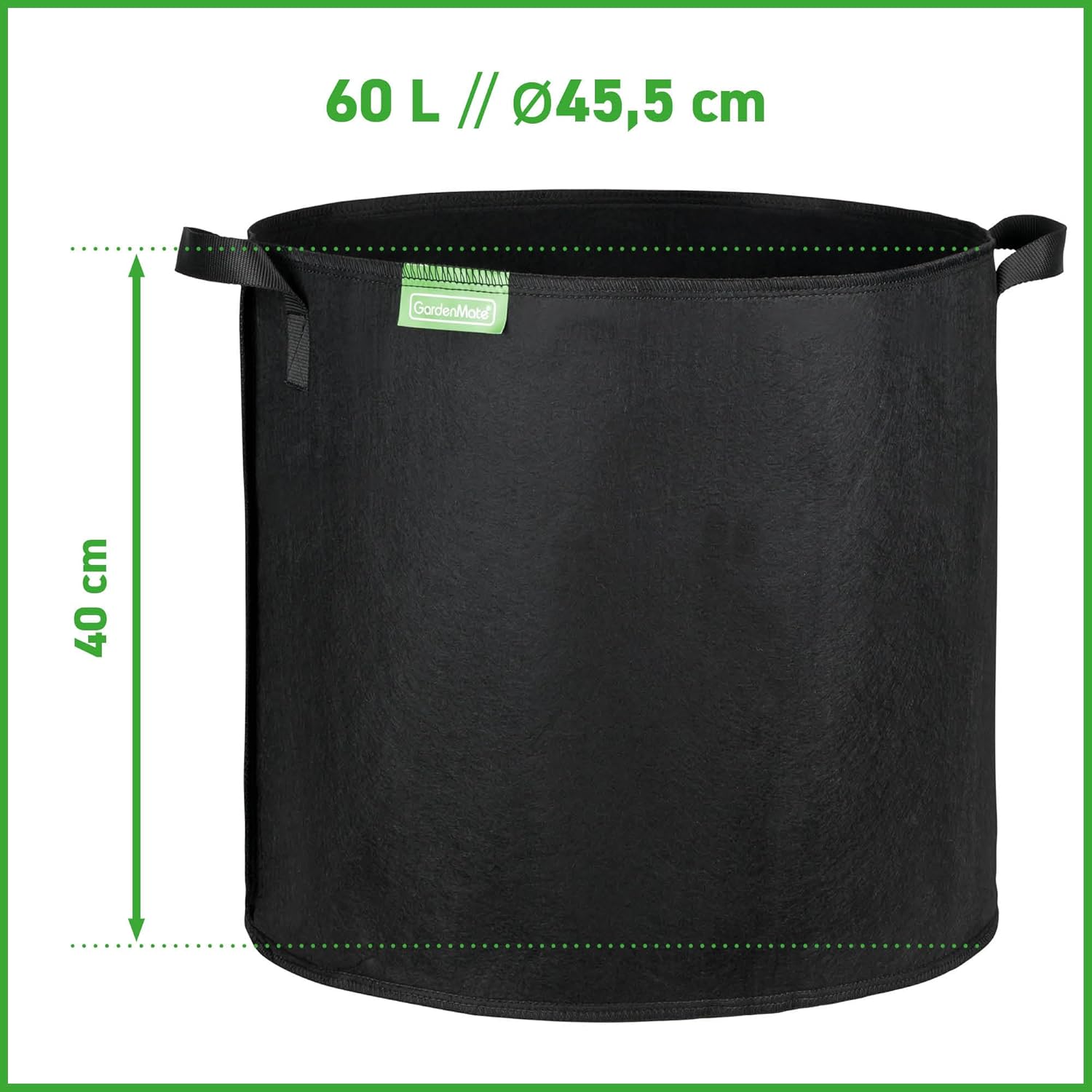 Thumbnail 1 de GardenMate 3X 60L Pflanzsack aus Vliesstoff (GREENLINE) – 45,5 cm Ø, 40 cm Höhe
