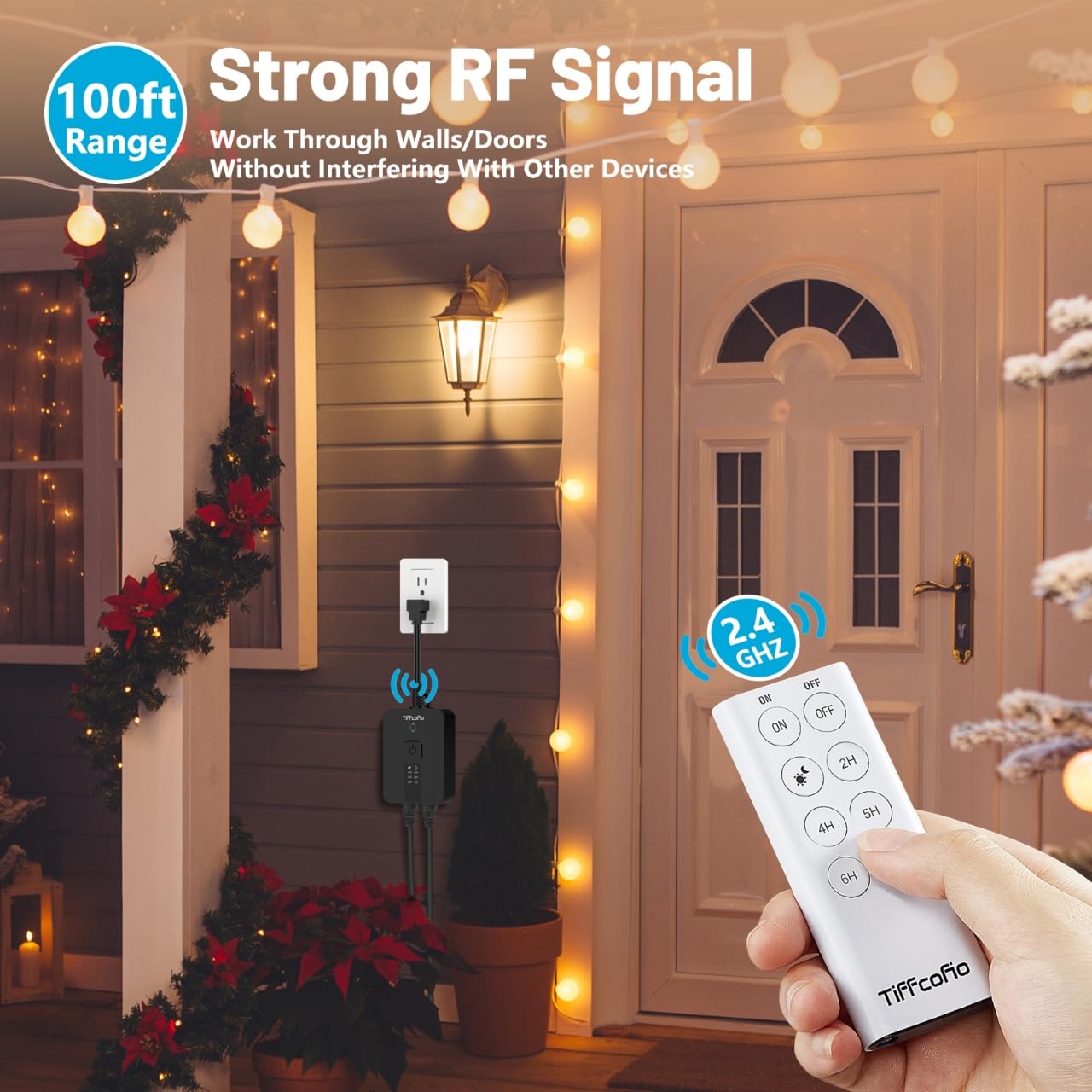 Detalle 2 de Tiffcofio TF-261A Outdoor Timer 2-Pack with Remote and Dusk-to-Dawn Sensor